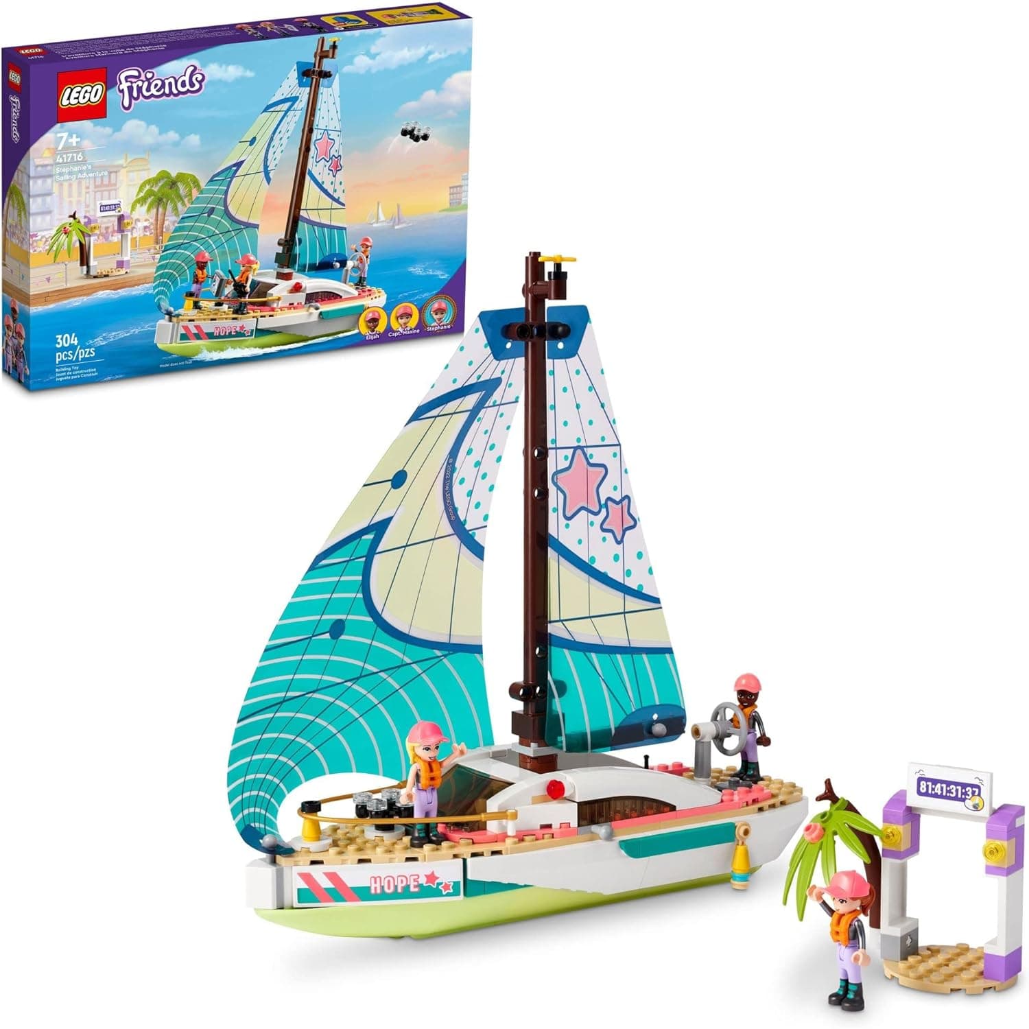 LEGO Friends Stephanie's Sailing Adventure Toy Boat Set 41716, Collectible Gifts for 7 Plus Year Old Kids, Girls and Boys with 3 Mini-Dolls and Accessories
