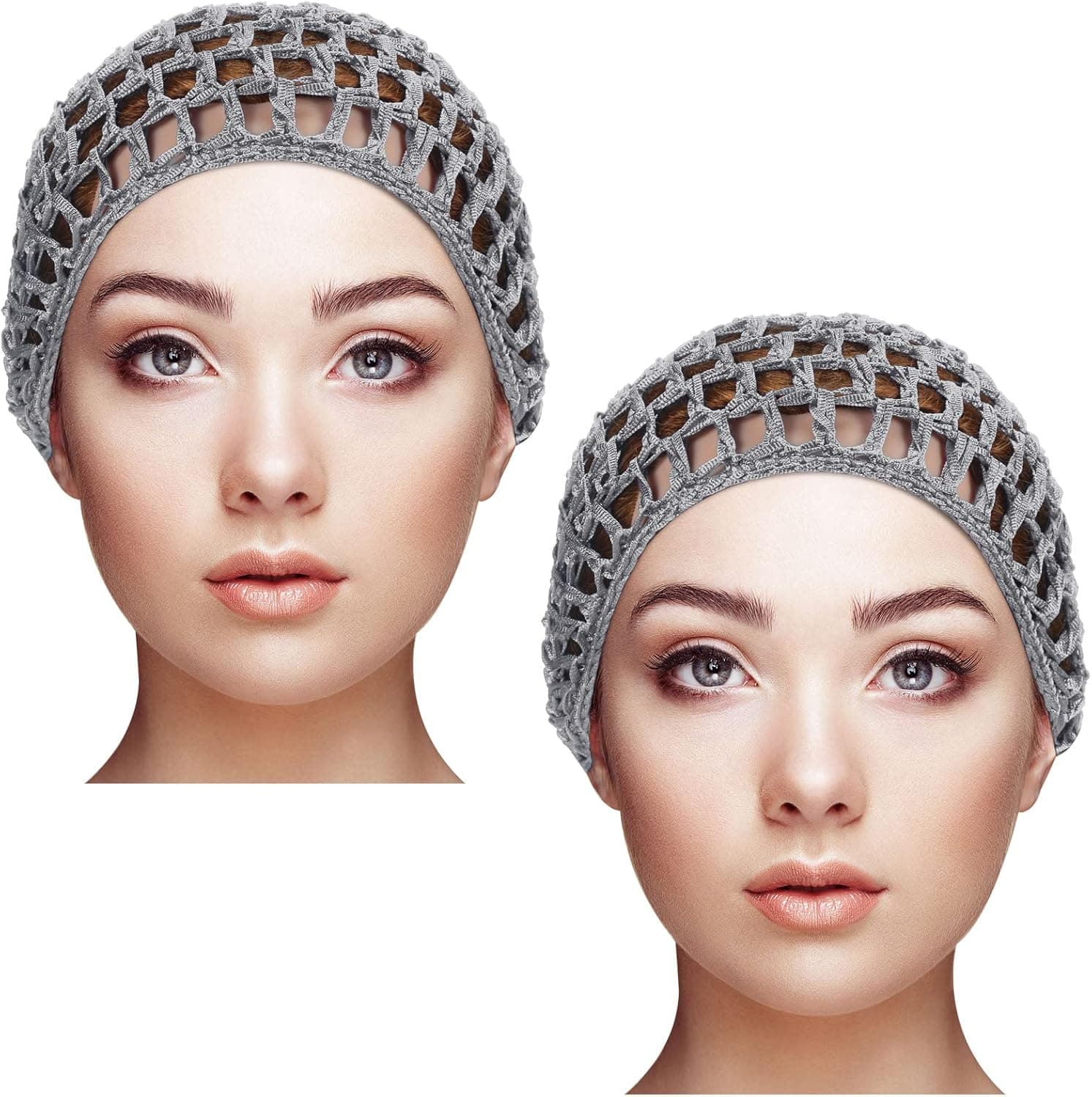 Geyoga 2 Pieces Mesh Crochet Hair Net Rayon Knit Snood Hat Cover Crocheted Sleep Cap for Women