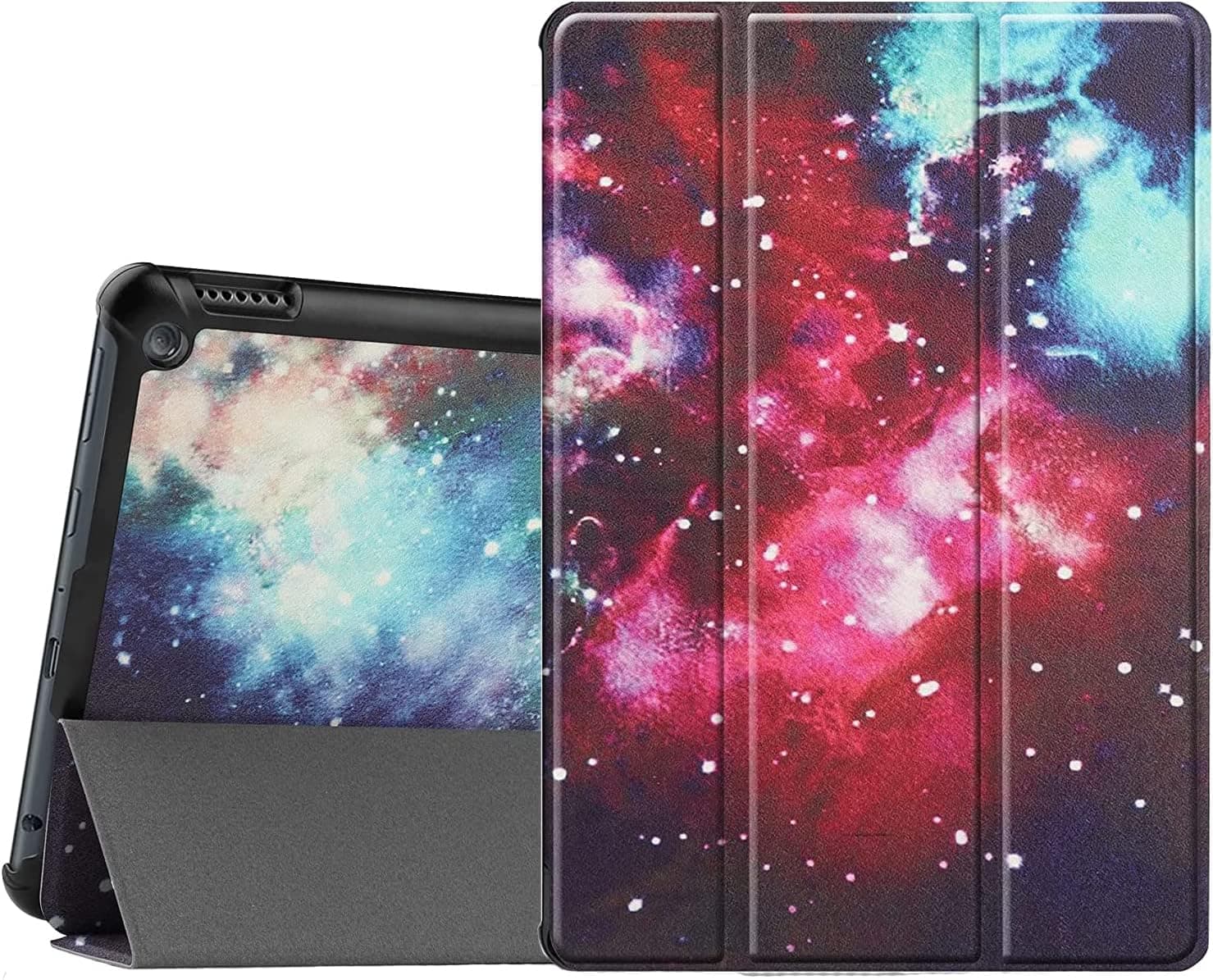 FANRTE Case Fits All-New Amazon Kindle Fire HD 10 & 10 Plus Tablet (11th Generation, 2021 Release)-Slim PU Leather Trifold Stand Cover PC Hard Back Shell with Auto Wake/Sleep(Galaxy)