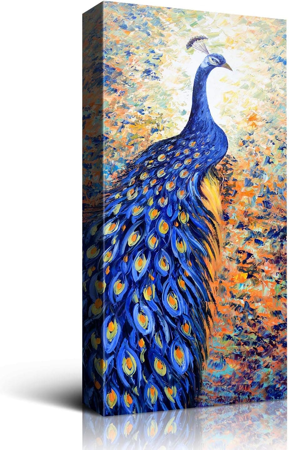 Denozer - Peacock Canvas Art Prints,Animal Peacock Canvas Wall Art for Bathroom Living Room Home Wall Decor with Frame Ready to Hang – 20x40 inches