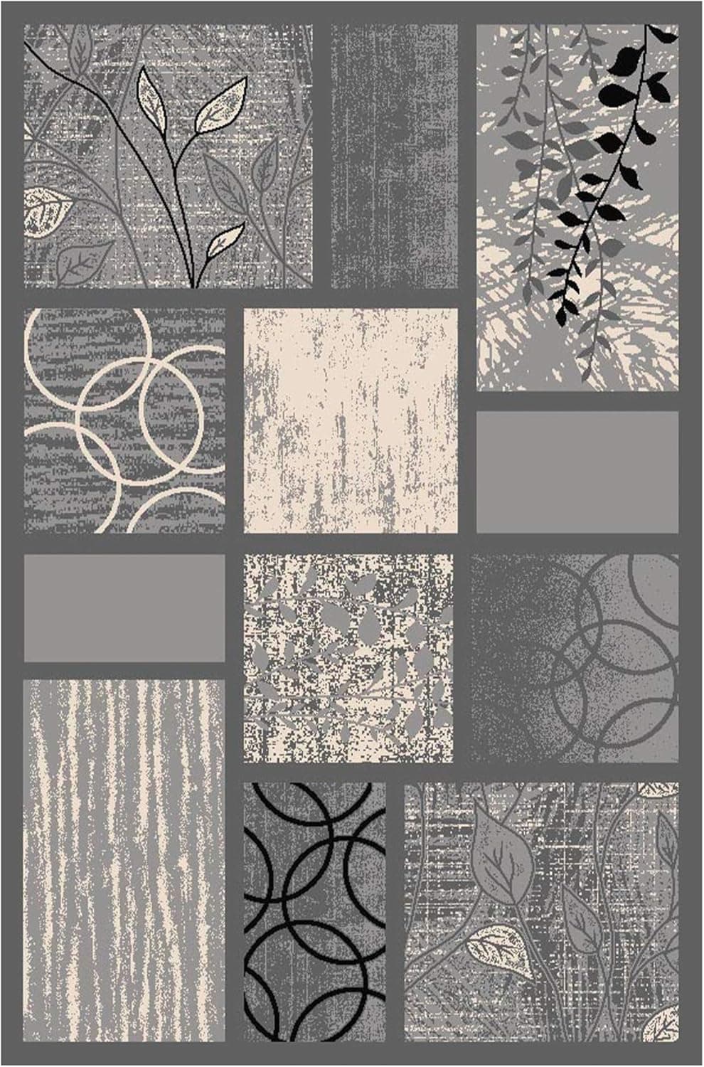 Maxy Home Custom Size Hallway Runner Rug - 1.Swatch 22 x 9 inch - 1 Piece Stairtread or Swatch Use - Rubber Backed Non Slip Geometric - Choose Width x Length
