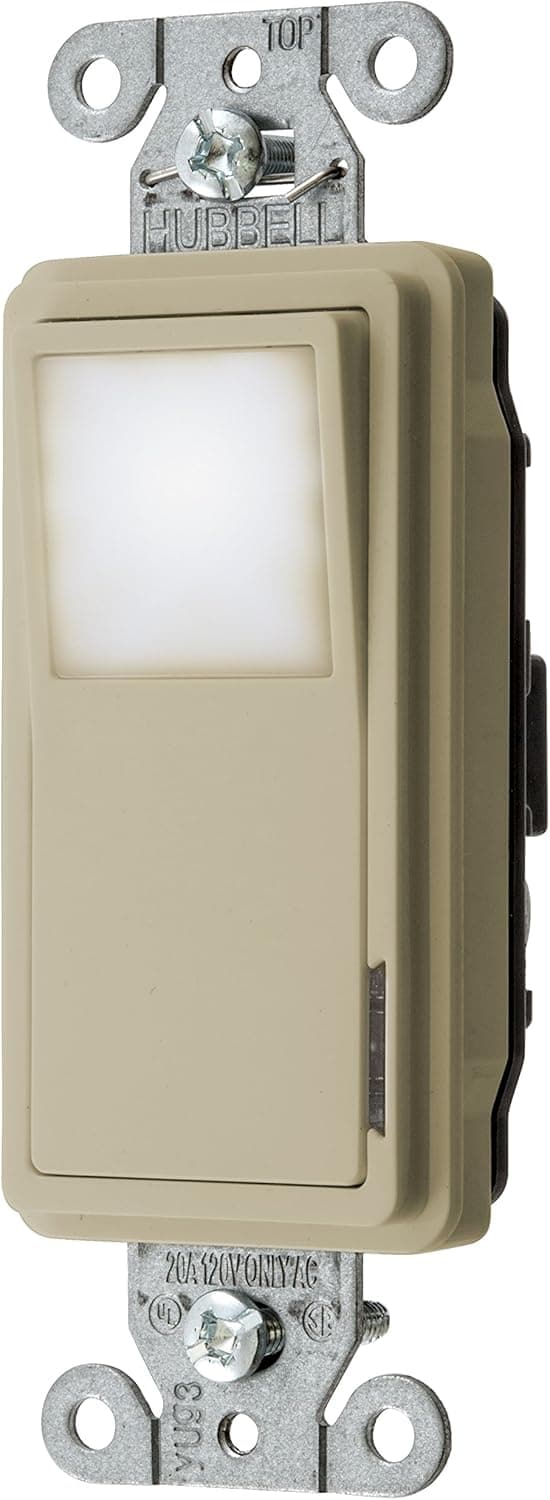 Bryant Electric 9901NLI Combination LED Nightlight with Automatic Sensor, Single Switch Decorator and Single Pole, 20 Amp/120V AC, Ivory
