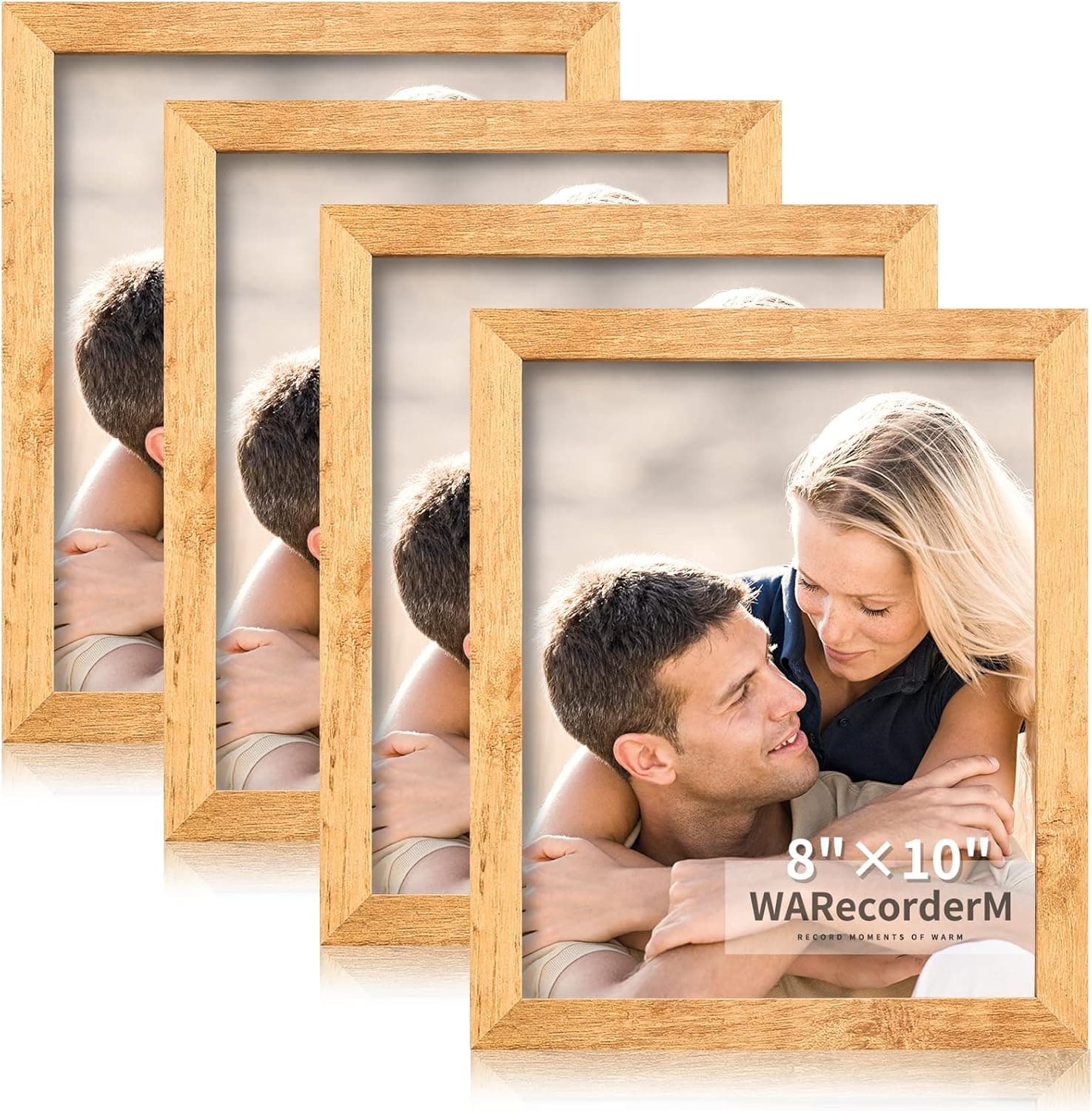 WARecorderM 8x10 Picture Frames Set of 4 - High Definition Glass New Patten Frame - Wall Mounting Frame Horizontal Vertical Format, Yellow