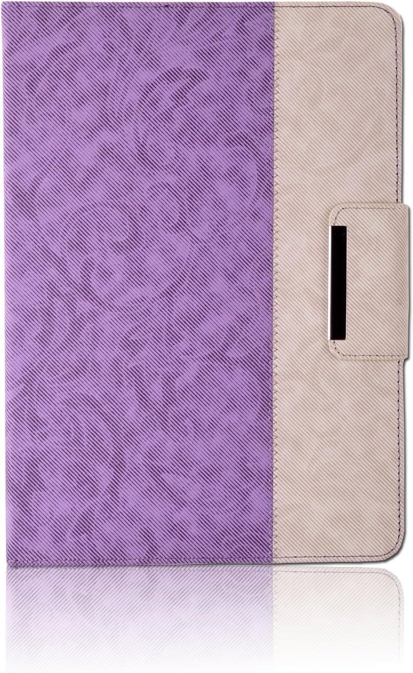 Thankscase Compatible for for Galaxy Tab Pro 10.1 Sm-t520 / T525, Ultra-Slimline Lightweight Smart Leather Case Rotatory Cover Built-in Elastic Hand Strap (Purple +White)