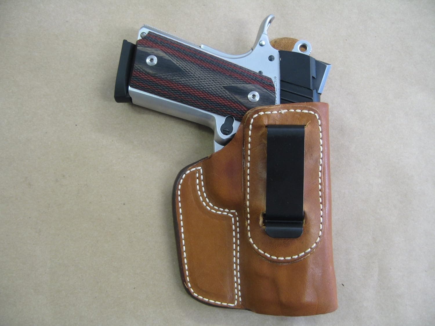 Azula IWB in The Waist Band Leather Concealed Carry Holster for Colt Officer Compact Pistol TAN Right Hand