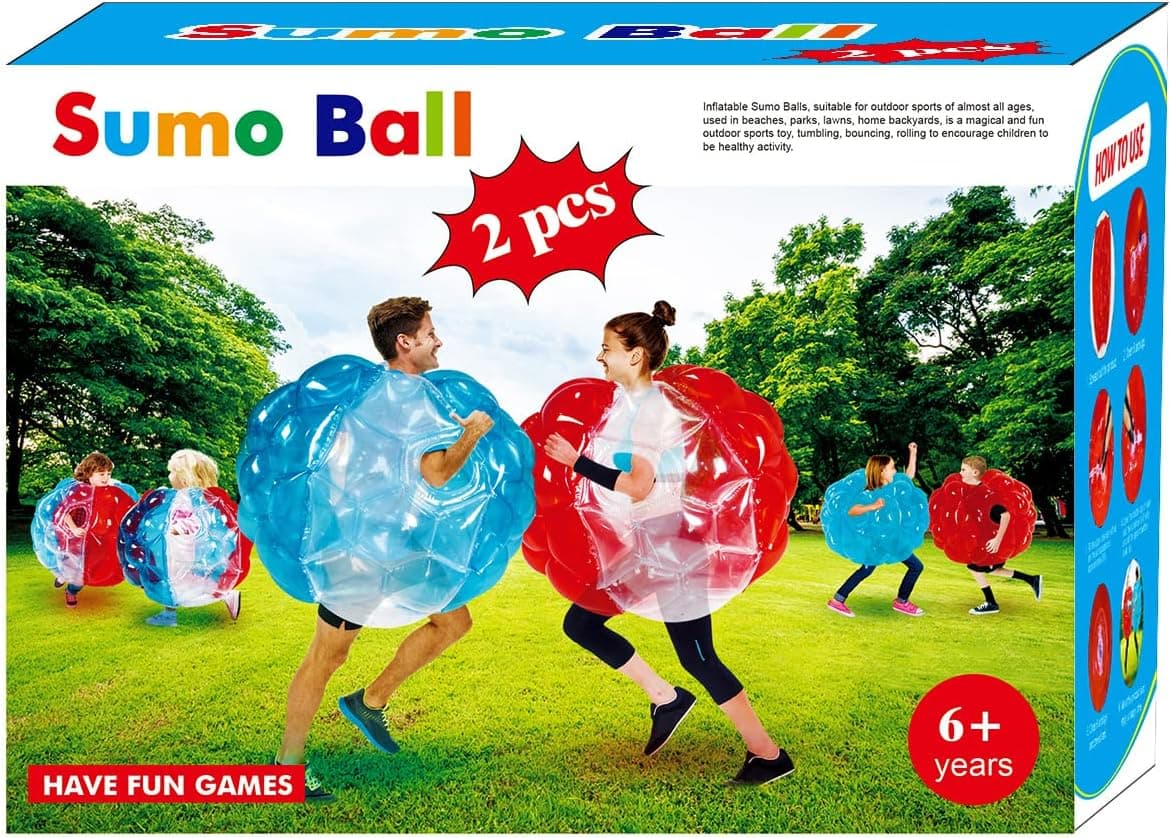 SUNSHINEMALL 2 PC Sumo Balls for Adult, Inflatable Body Ball Sumo Balls Bopper Toys, Heavy Duty PVC Vinyl Kids Adults Physical Outdoor Active Play