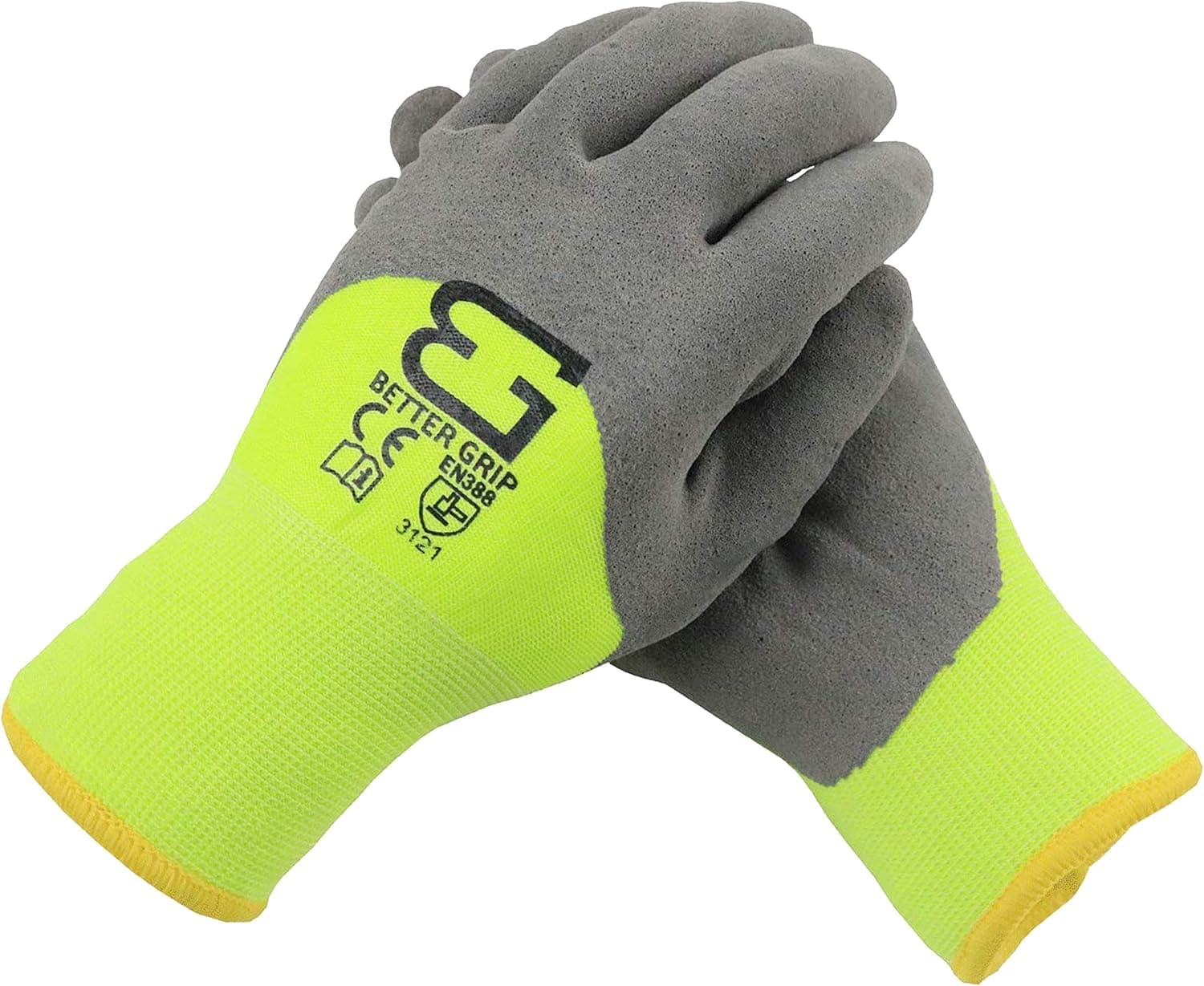 Better Grip Safety Winter Insulated Double Lining Rubber Coated Work Gloves, 3 Pairs/Pack