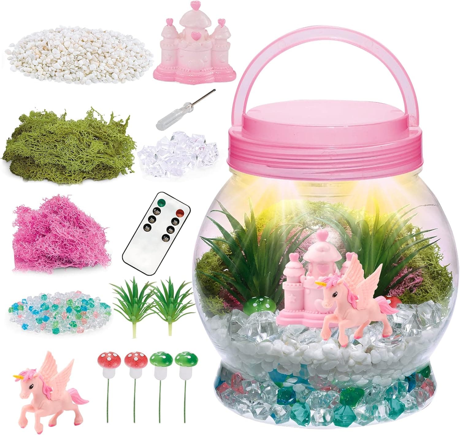 DIY Light-Up Unicorn Terrarium Kit for Girls, Unicorn Craft Nightlight Gift, Make Your Own Wonder Garden, Birthday Gift, Bedroom Decor Gifts for Kids Ages 4 5 6 7 8 9 10 Years and up