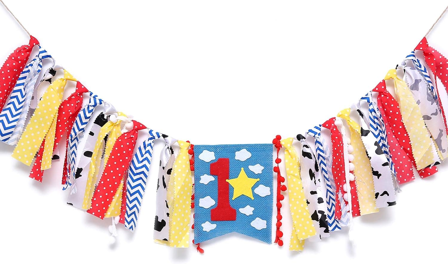 WAOUH Highchair Banner for 1st Birthday - First Baby Birthday Party Theme Decoration,Fabric Garland Cake Smash Photo Prop,Birthday Souvenir and Gifts (Blue Boy girl Banner)