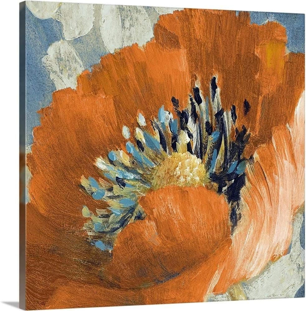 Orange Poppy Canvas Wall Art Print, Poppy Artwork