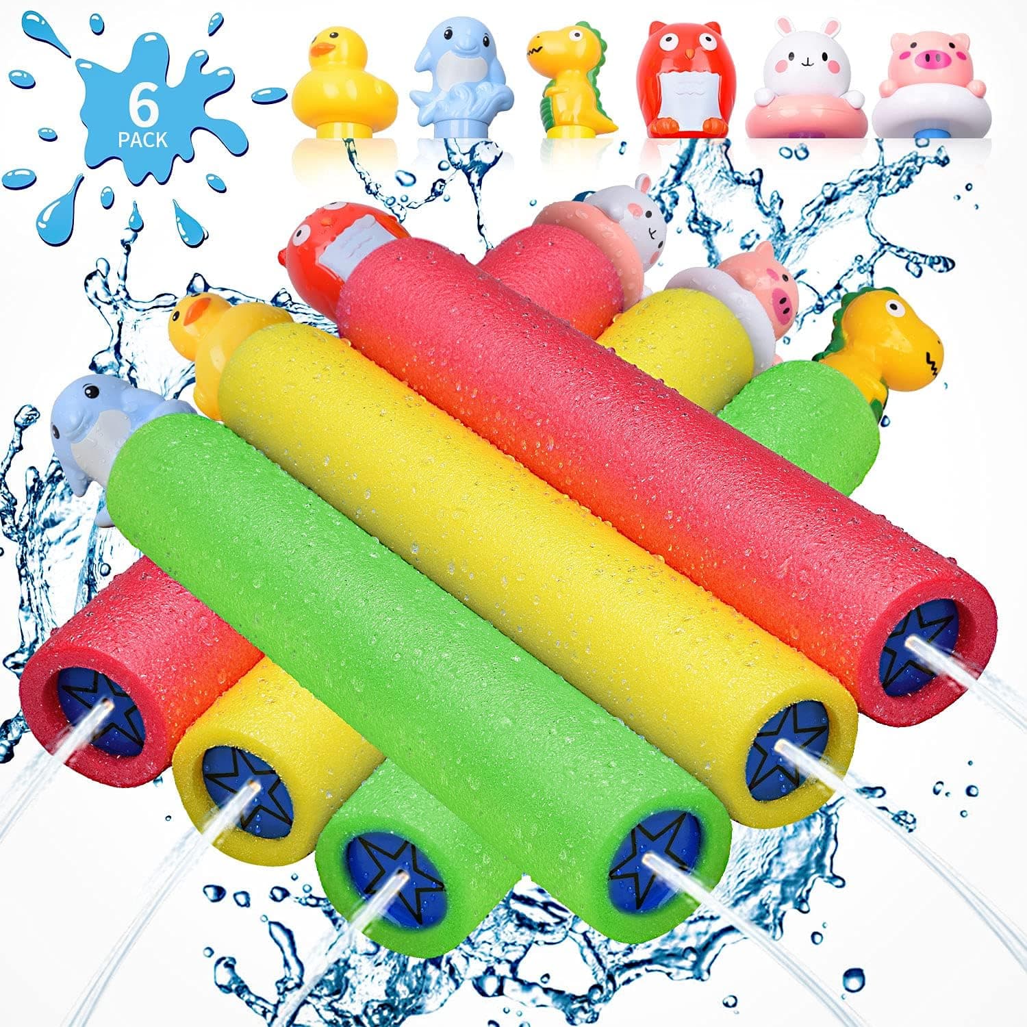 Water Guns for Kids, Outdoor Water Toys - Shoot Up to 40 Feet, Squirt Gun Pool Toys for 4, 5 , 6, 7, 8 , 9, 10 Years Old Boys, Water Blasters for Kids and Adults (6 Pack)