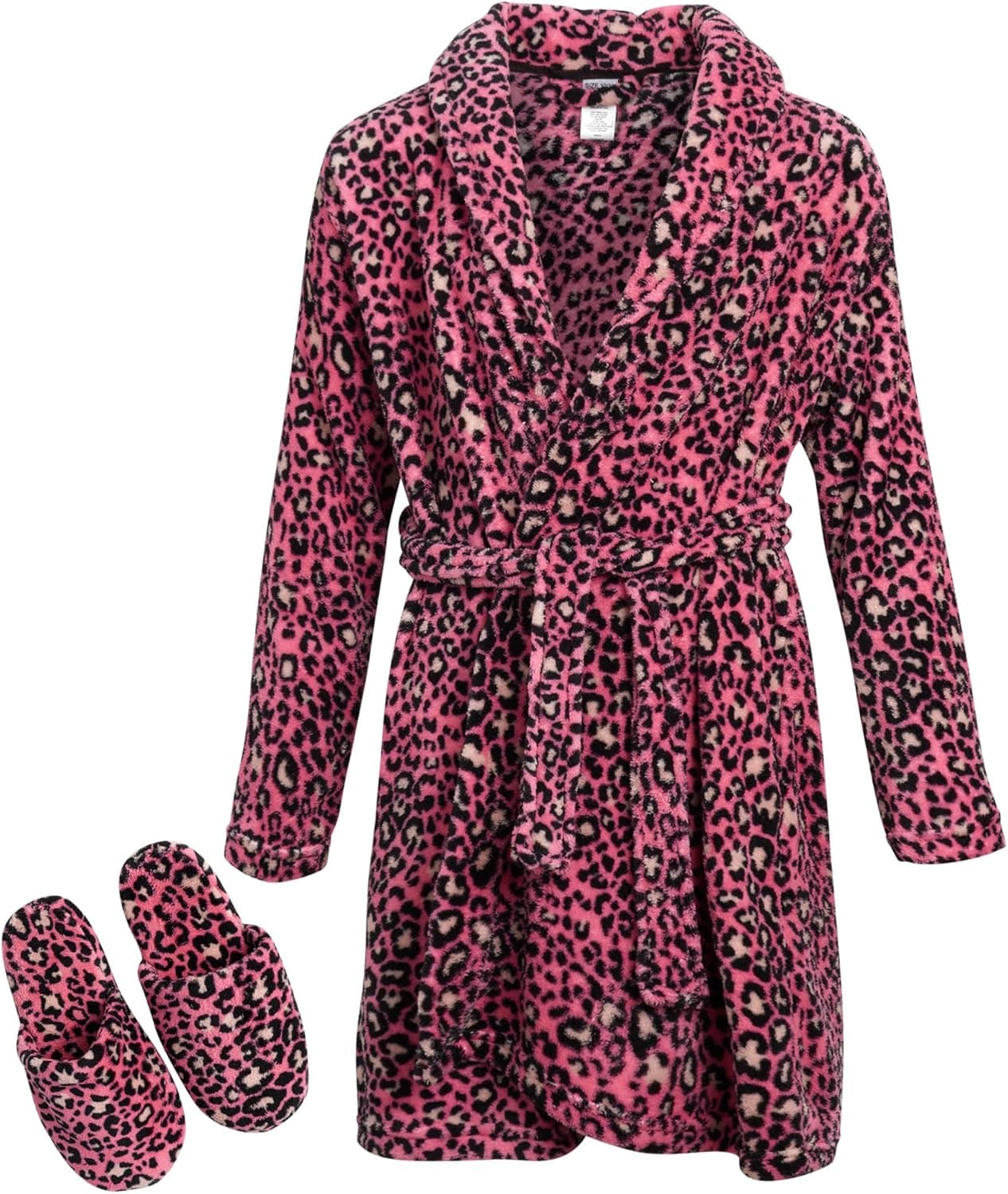 Sleep & Co Girls’ Bathrobe Set – Fleece Robe with Slippers Pajama Set (Size: 5-16)