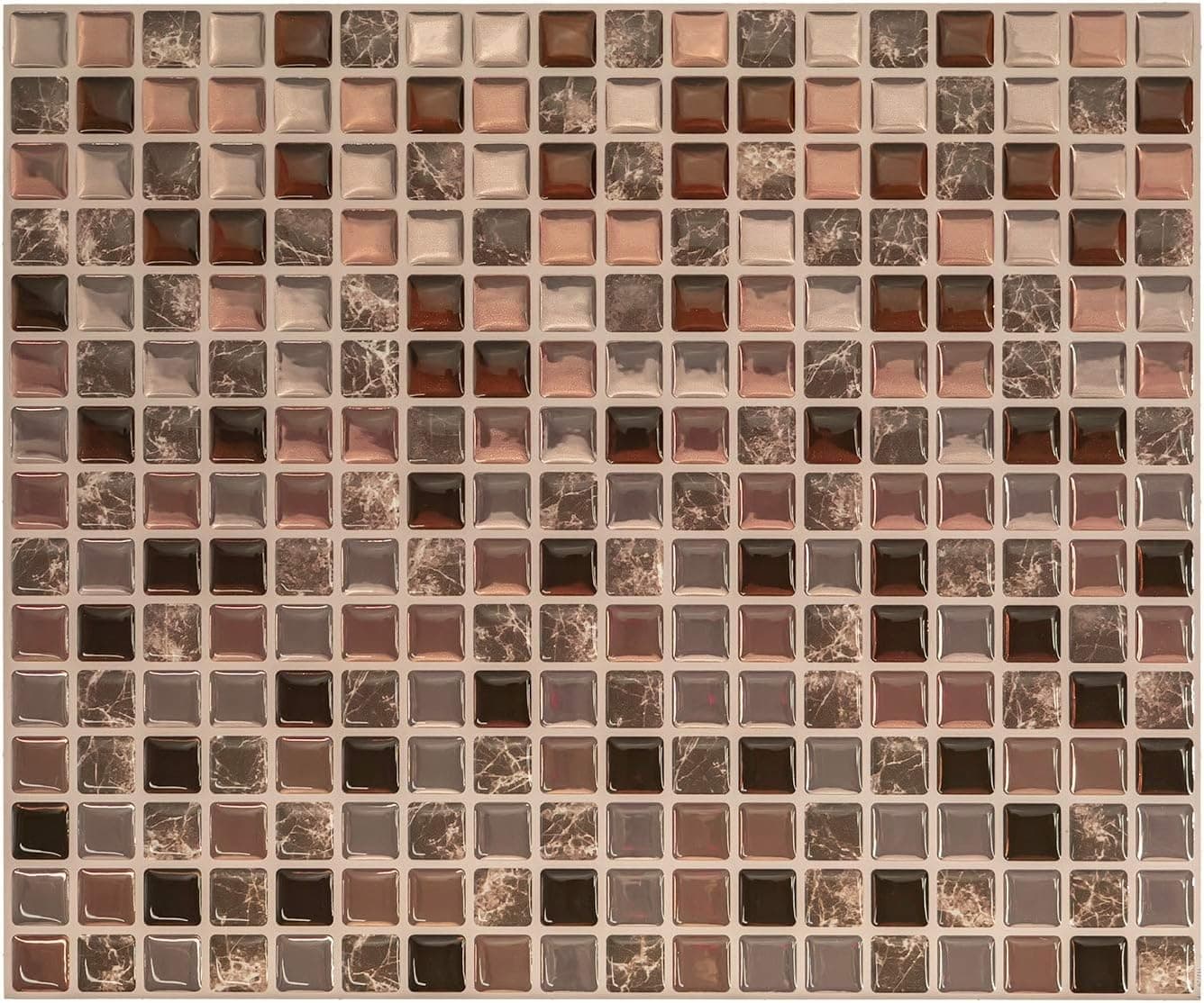 Smart Tiles Self Adhesive Wall Tiles - Minimo Roca - 4 Sheets of 11.55" x 9.64" (29.34 cm x 24.49 cm) Kitchen and Bathroom Stick on Tiles - 3D Peel and Stick Backsplash