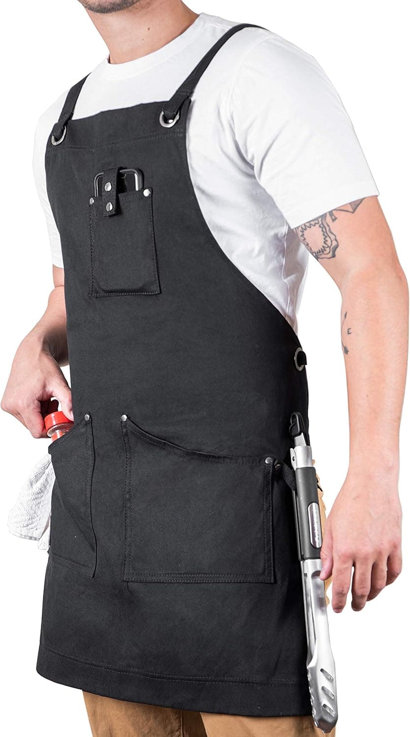 Texas Canvas Wares Chef Apron For Men and Women- Cooking Apron 3 Pockets, M-XL Kitchen Aprons