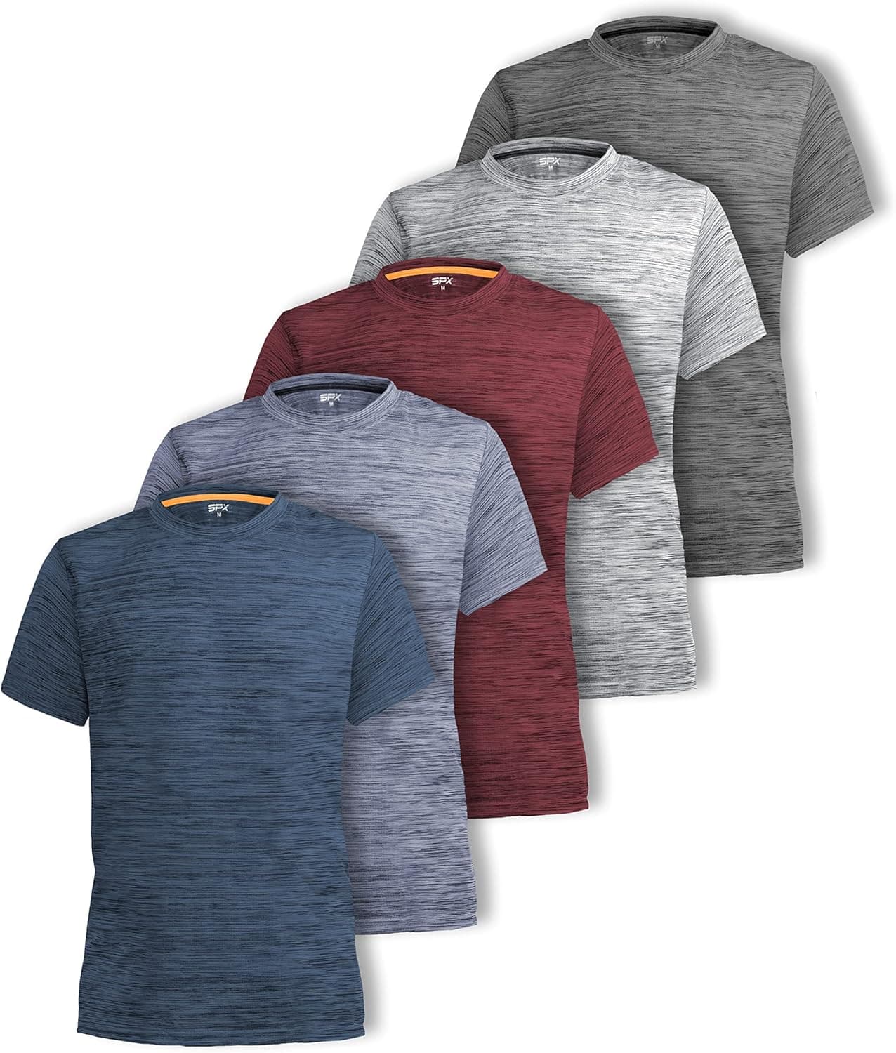 [5 Pack] Men’s Dry-Fit Active Athletic Crew Neck T Shirts Running Workout Gym Tee Top