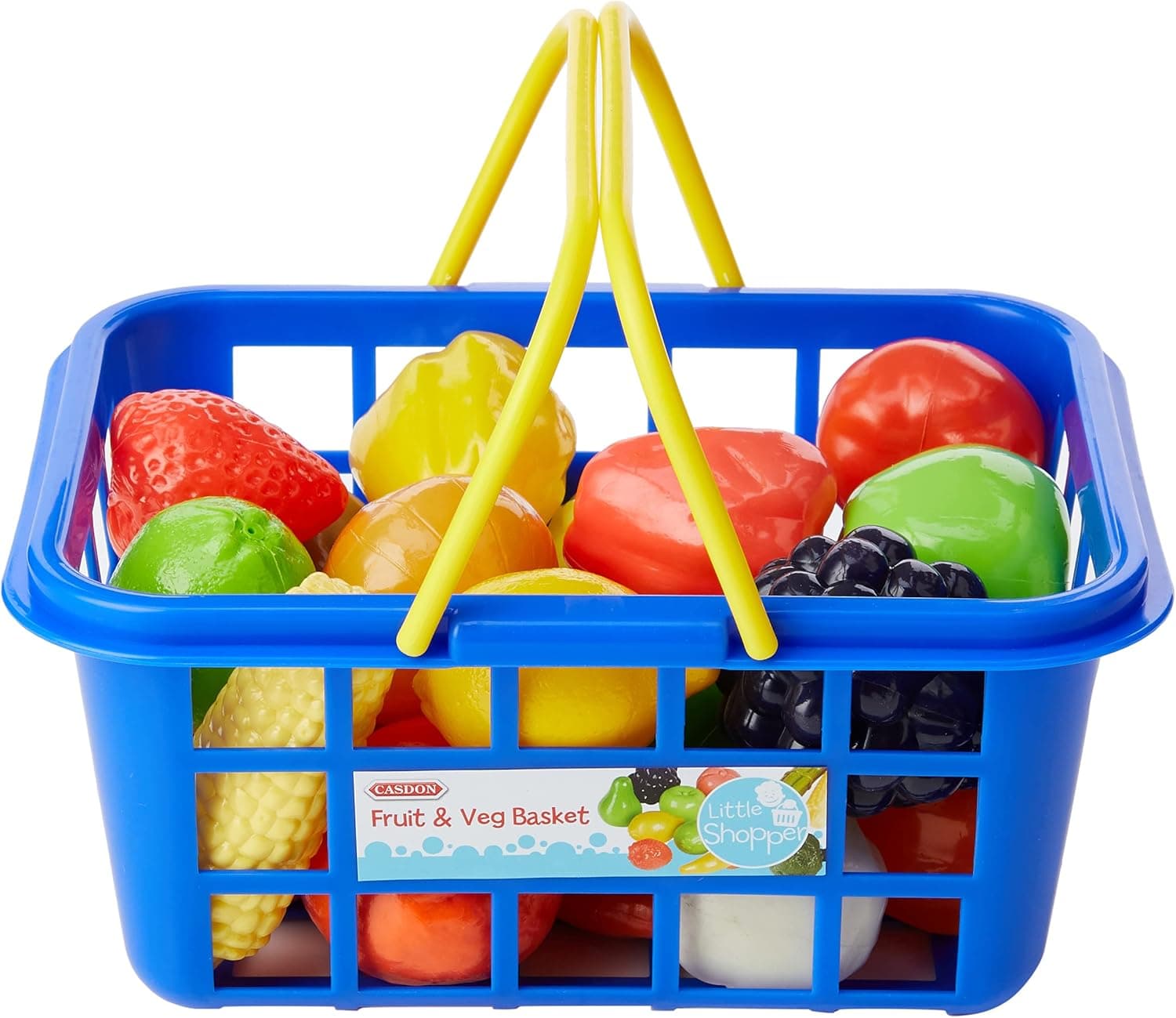 Casdon Fruit & Veg Basket | Assorted Toy Basket with Fruits & Vegetables for Children Aged 3+ | Perfect for Playing Shops!