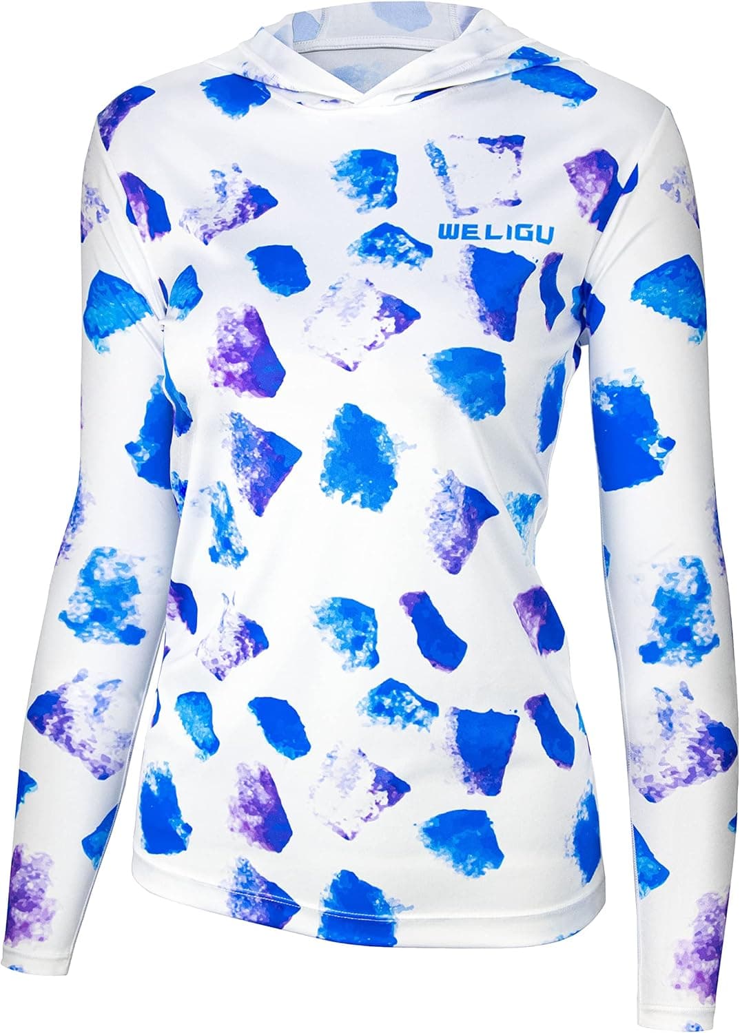 WELIGU UPF 50+Long Sleeve Shirts for Women Hooded UV Clothing Lightweight Sweatshirt Outdoor Sports
