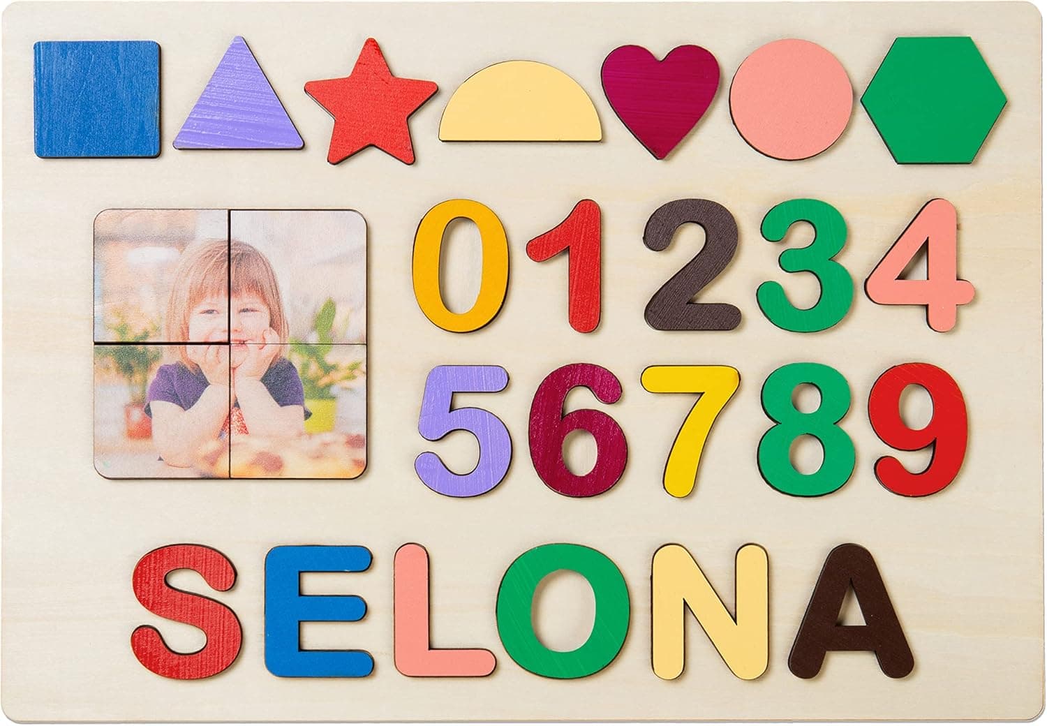 TianZhiJiao Kids Personalized Name Puzzle Educational Wooden Toys Custom Early Learning Toddler Puzzles Thanksgiving Christmas Birthday Gift for Baby Boy Girl - Flat Rate up to 9 Letters (Style 8)