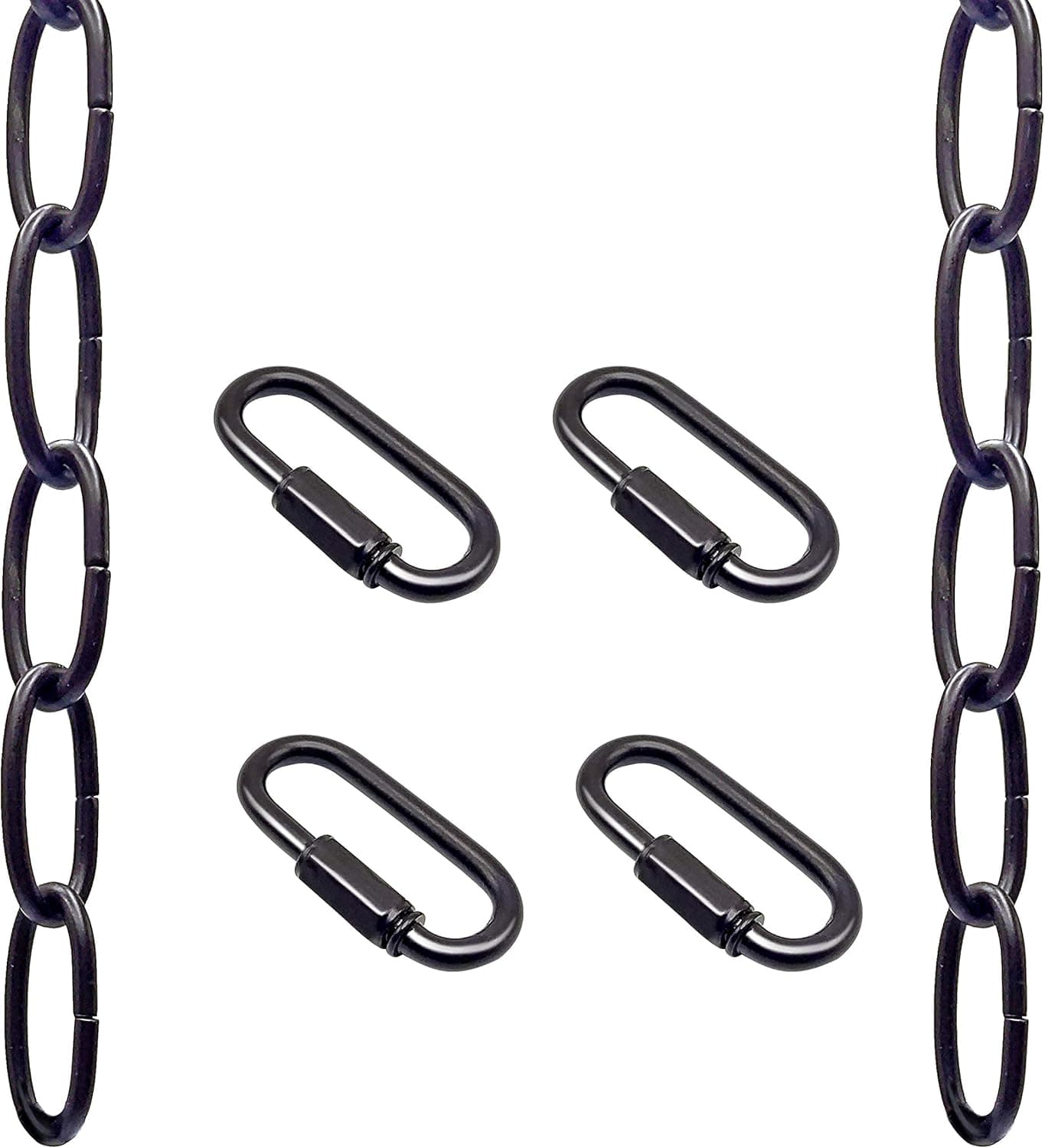 ECUDIS 6 Feet Black Pendant Light Fixture Chain, Lighting Hanging Chain Extension with Connection Locks, Lighting Chain Replacement for Chandelier, Plants, Fruit Basket (6 Feet Black)