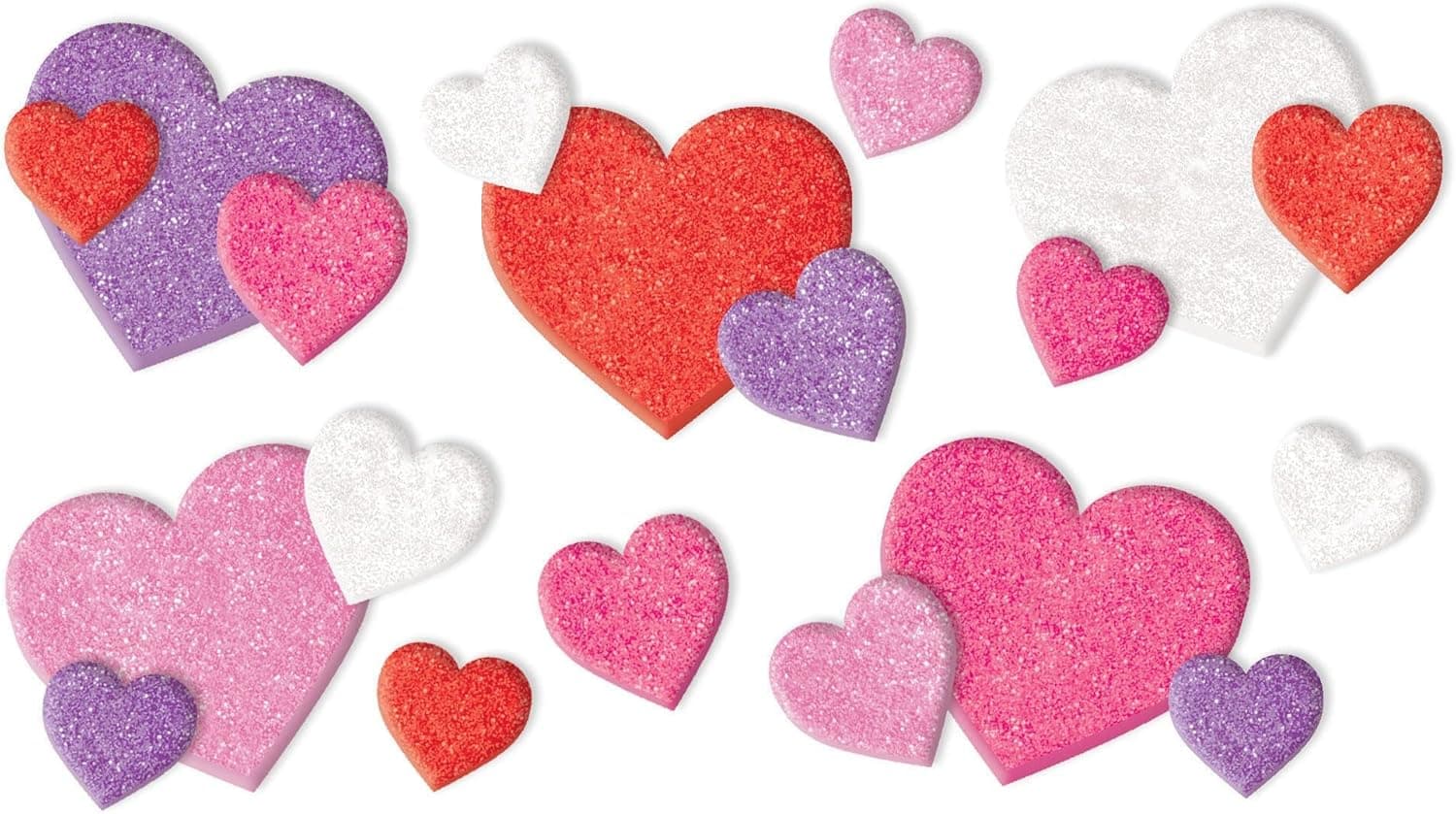 Amscan Valentine's Day Foam Glitter Heart Stickers, Multicolor, 1/2", 3/4" & 1 1/4" - 285 Pcs