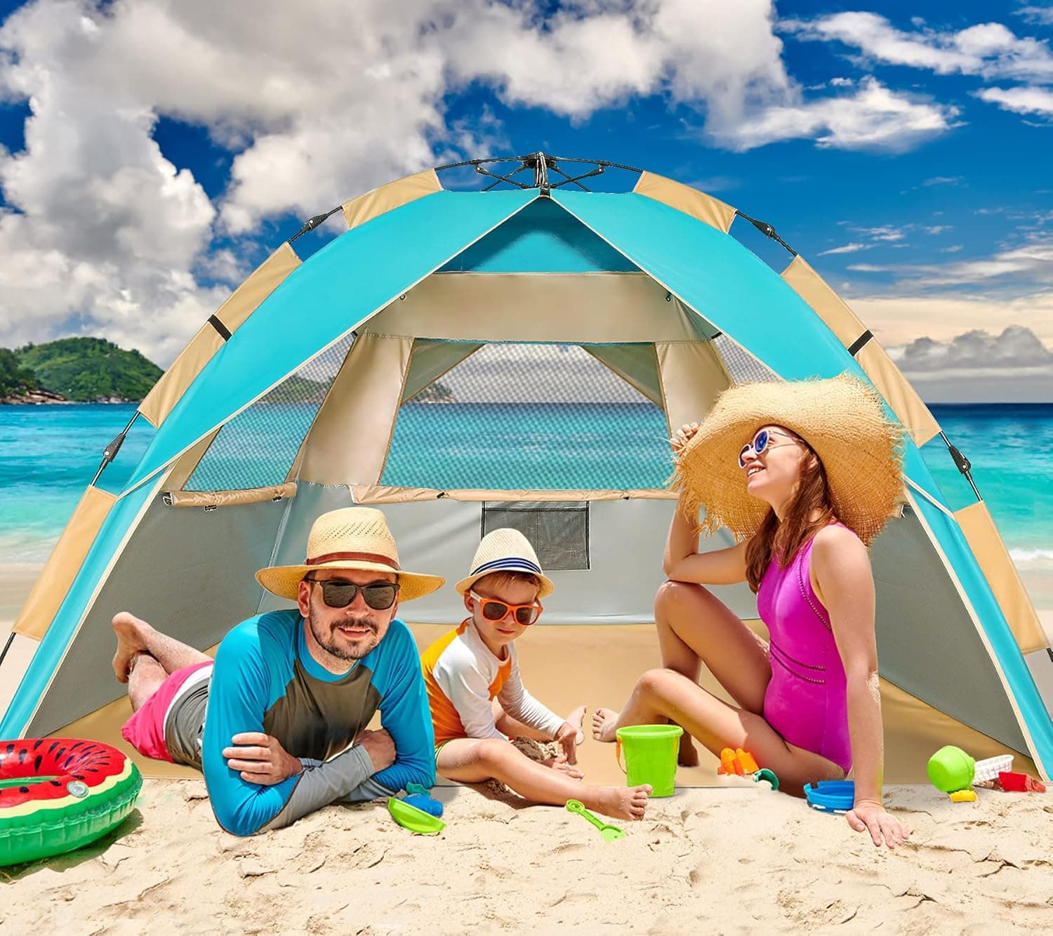 Pop Up Beach Tent Sun Shelter, Portable Sun Shade Instant Tents - 2 & 4 Person - Anti UV - Waterproof - Waterproof,by Zomake