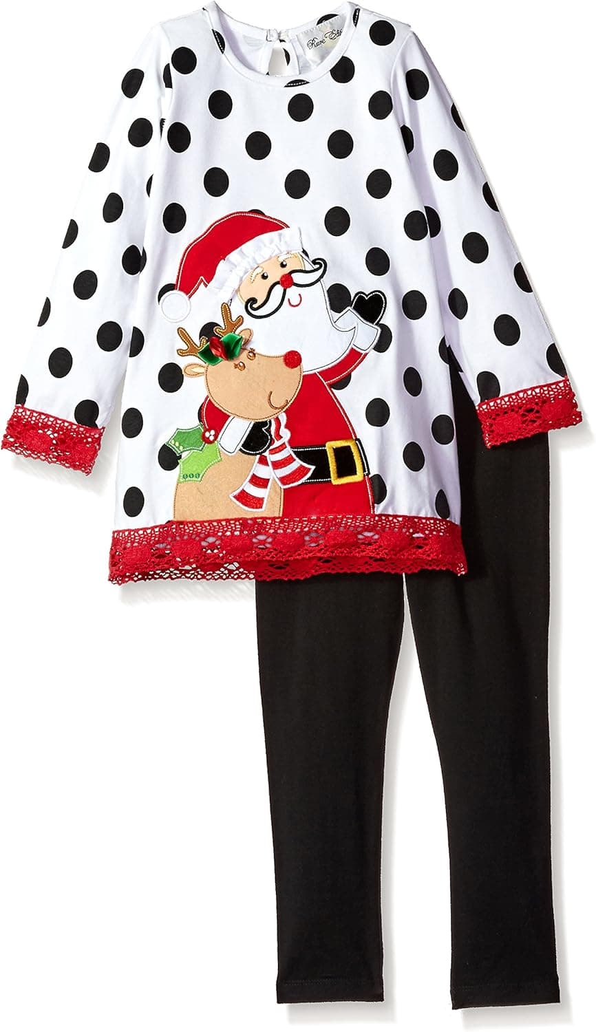 Rare Editions Girls' Santa Applique Legging Set