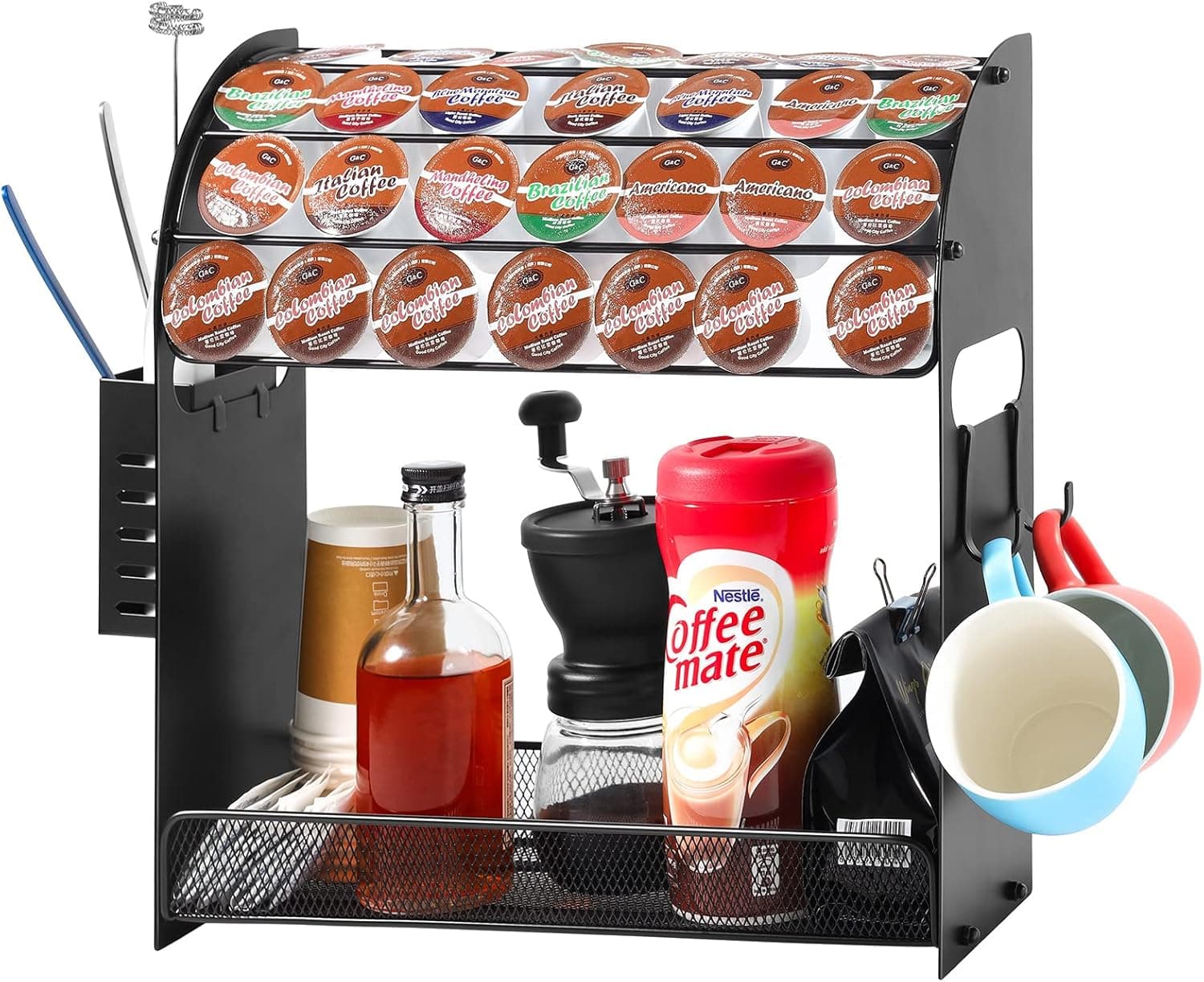 Metal K Cup Holders for Counter by Kinkota, K Cup Organizer, Large Capacity Coffee Pod Holder Coffee Station Organizer, Durable Coffee Bar Accessories