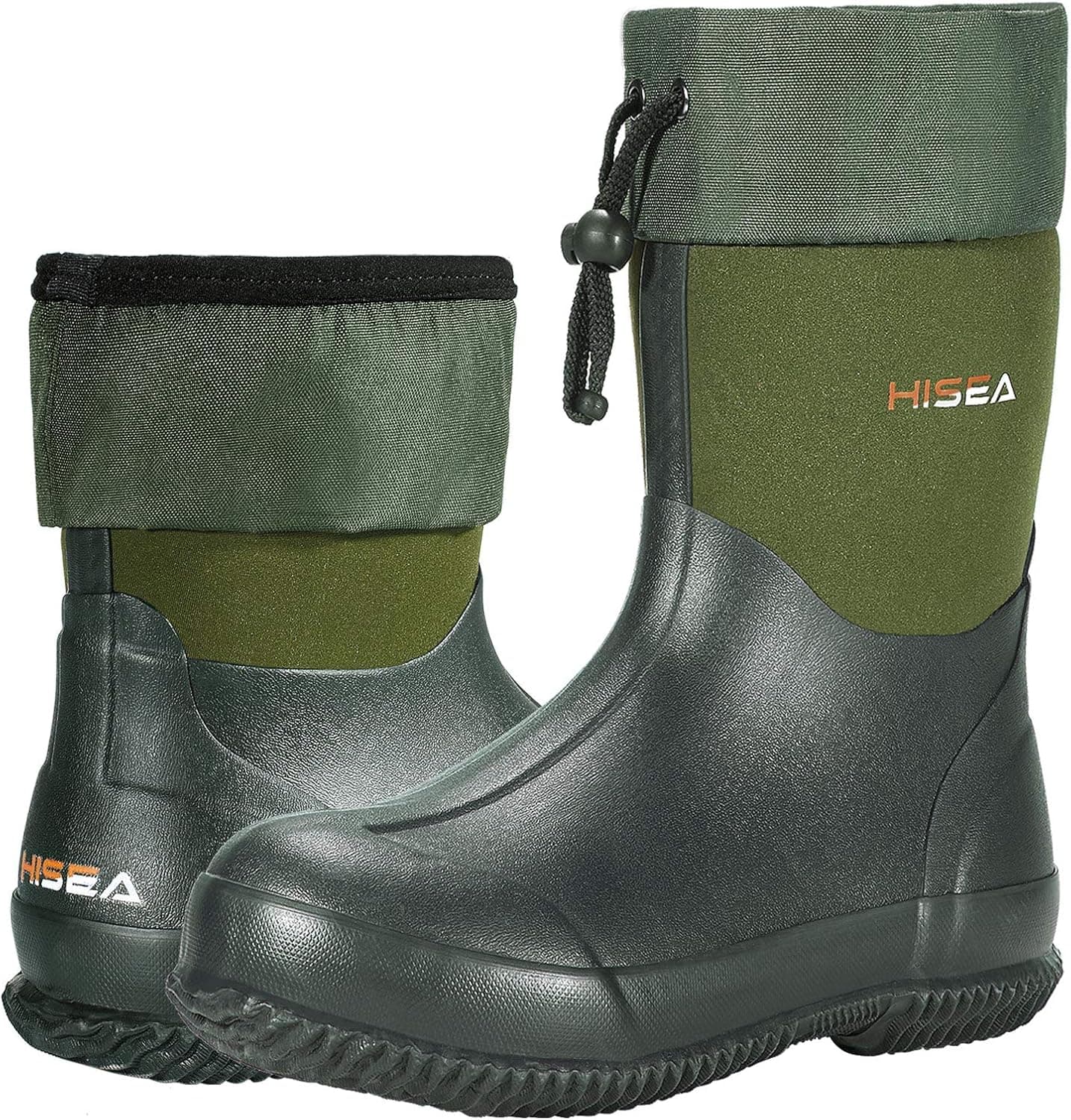 HISEA Men's Ankle Rain Boots Waterproof Garden Boots Rubber Boots Outdoor Work Boots