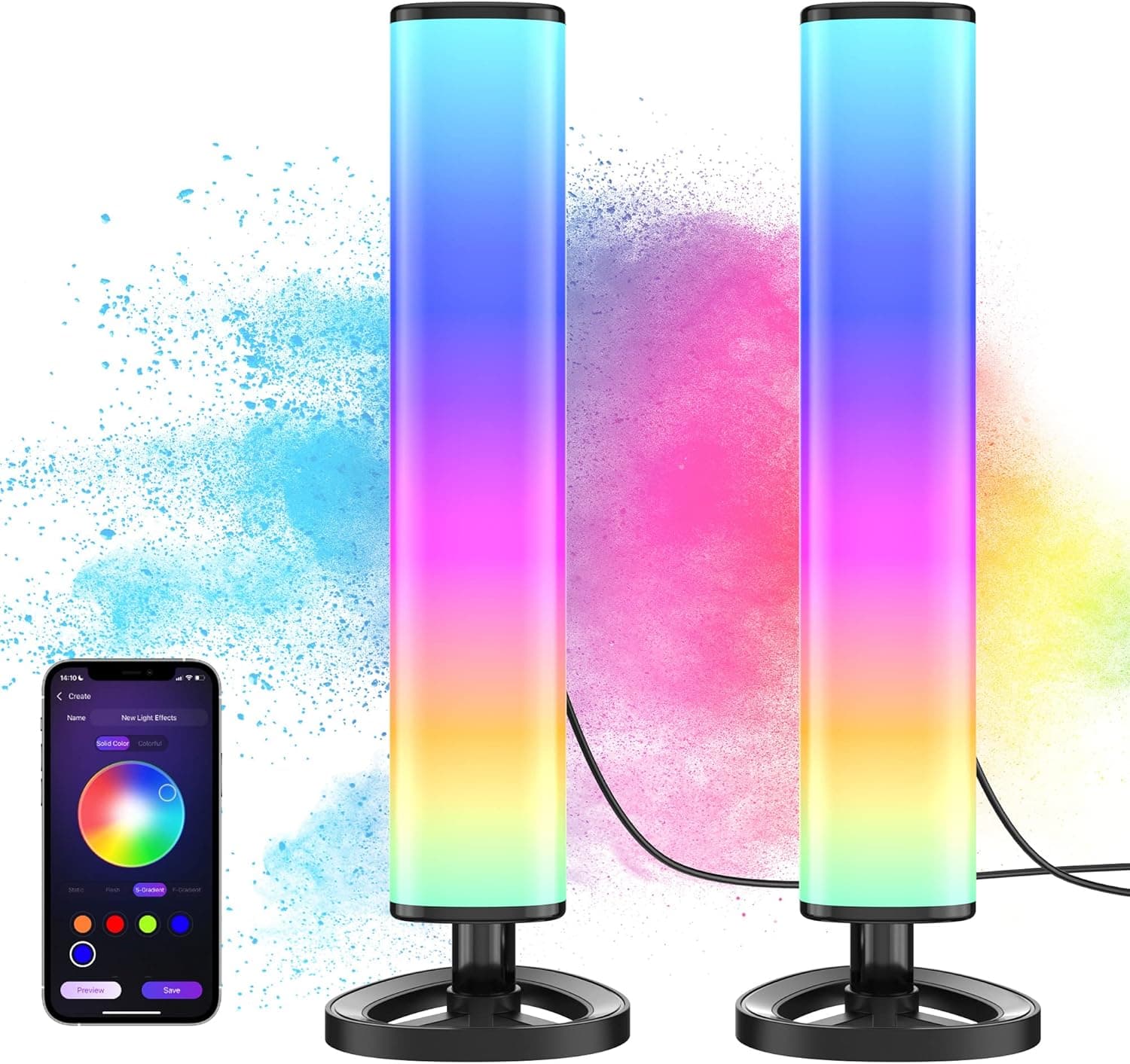 Fussion Smart LED Light Bar, RGBW Smart LED Lamp with 12 Scene Modes and Music Modes, TV LED Backlight, Ambient Lighting for Gaming, Movies, PC, TV, Room Decoration