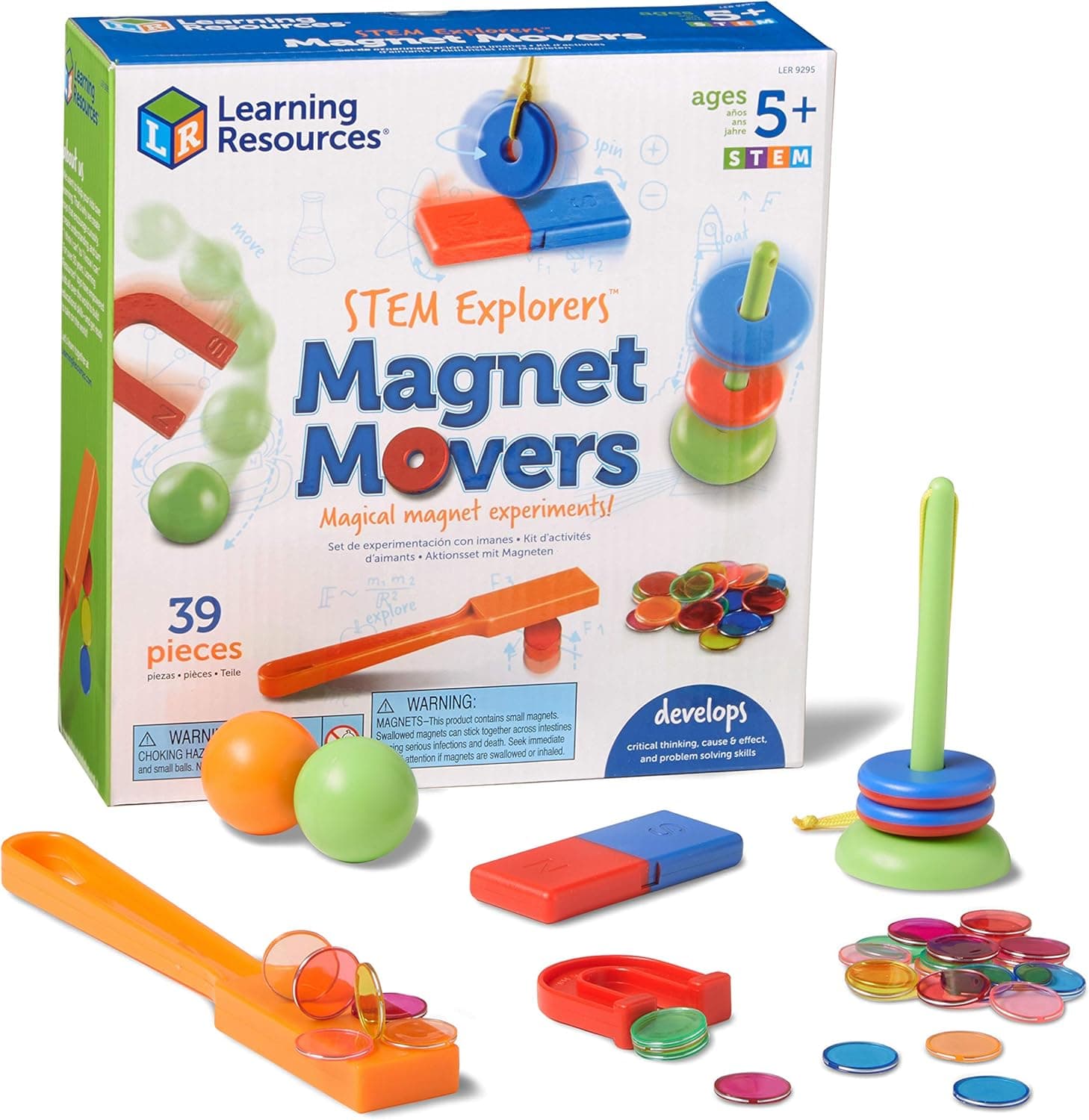 Learning Resources STEM Explorers - Magnet Movers, Develops Critical Thinking Skills, STEM Certified Toys, Educational Preschool Toys, 39 Pieces, Ages 5+