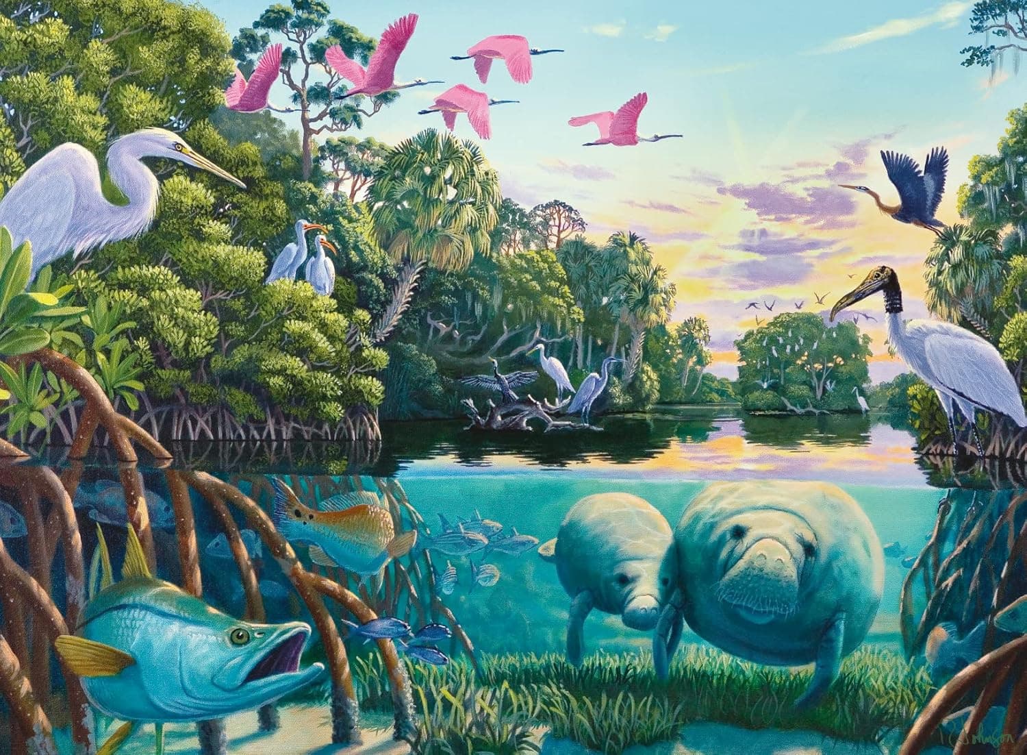 Ravensburger Manatee Moments 500 Piece Jigsaw Puzzle for Adults - Every Piece is Unique, Softclick Technology Means Pieces Fit Together Perfectly