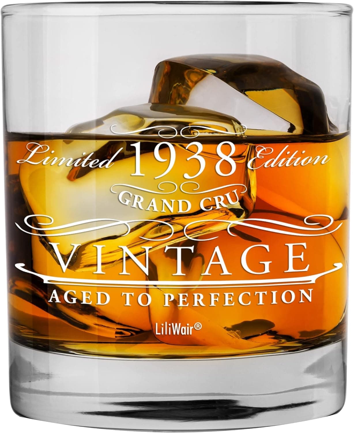 85th Birthday Gifts for Men Turning 85. Celebrate 85 Years of Awesomeness with This LiliWair Glass. Perfect 85 Years Old Birthday Party Supply Decorations 1938 Vintage Aged to Perfection Whiskey Glass