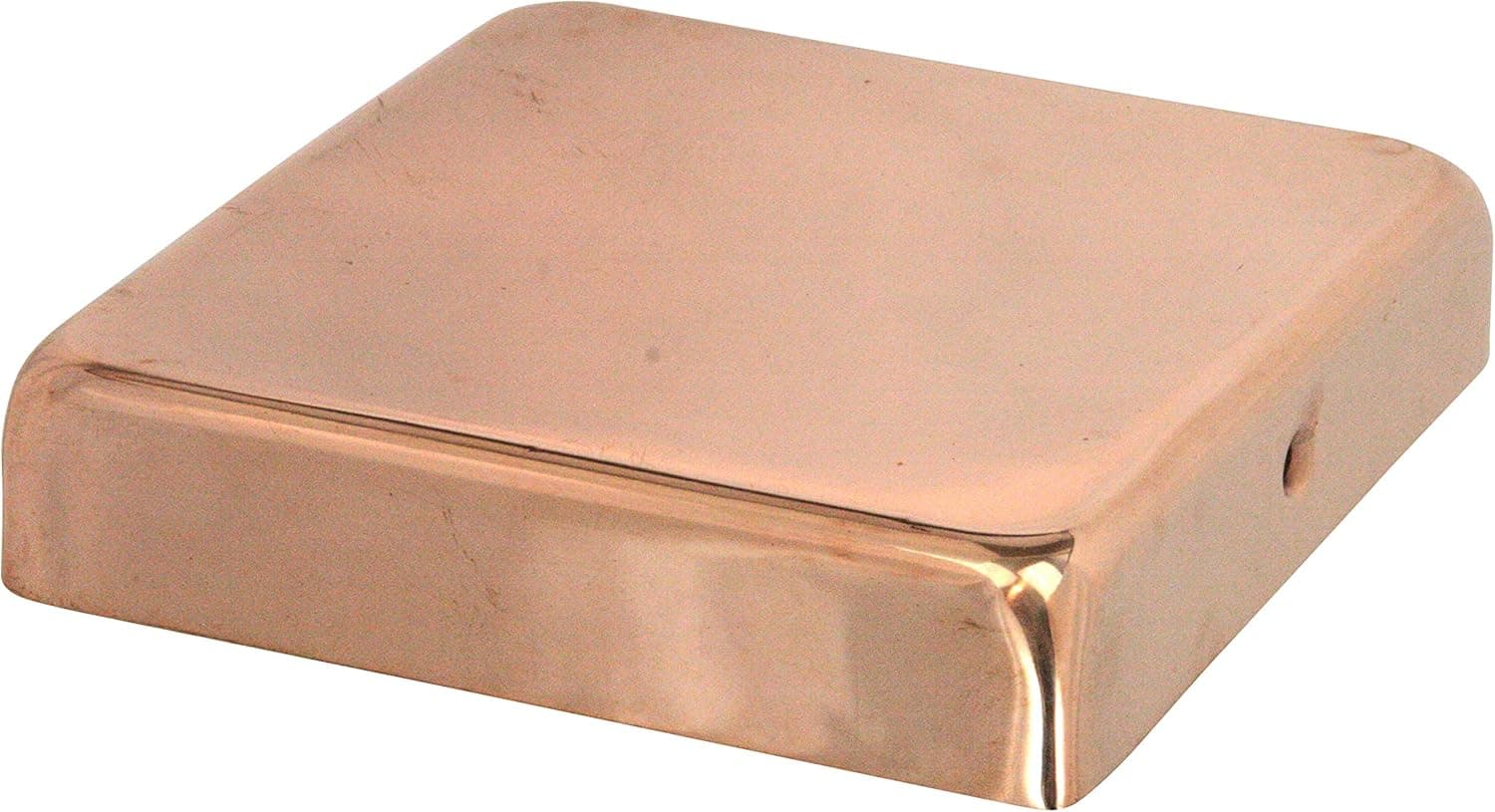 6x6 Copper Flat Top Post Cap by Captiva - Extended Lip - Solid Copper - Will Patina Naturally (5 1/2" x 5 1/2")