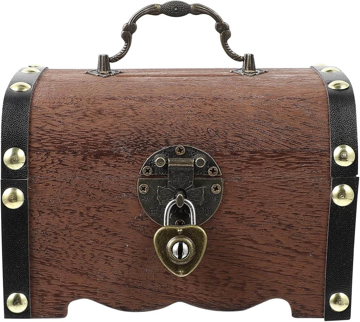 FAVOMOTO Kids Lock Box Treasure Box for Classroom Treasure Chest Storage Box Wooden Retro Piggy Bank Small, Coin Box Money Case Safe Money Box, Birthday Gifts for Kids Adult Handmade Vintage Design