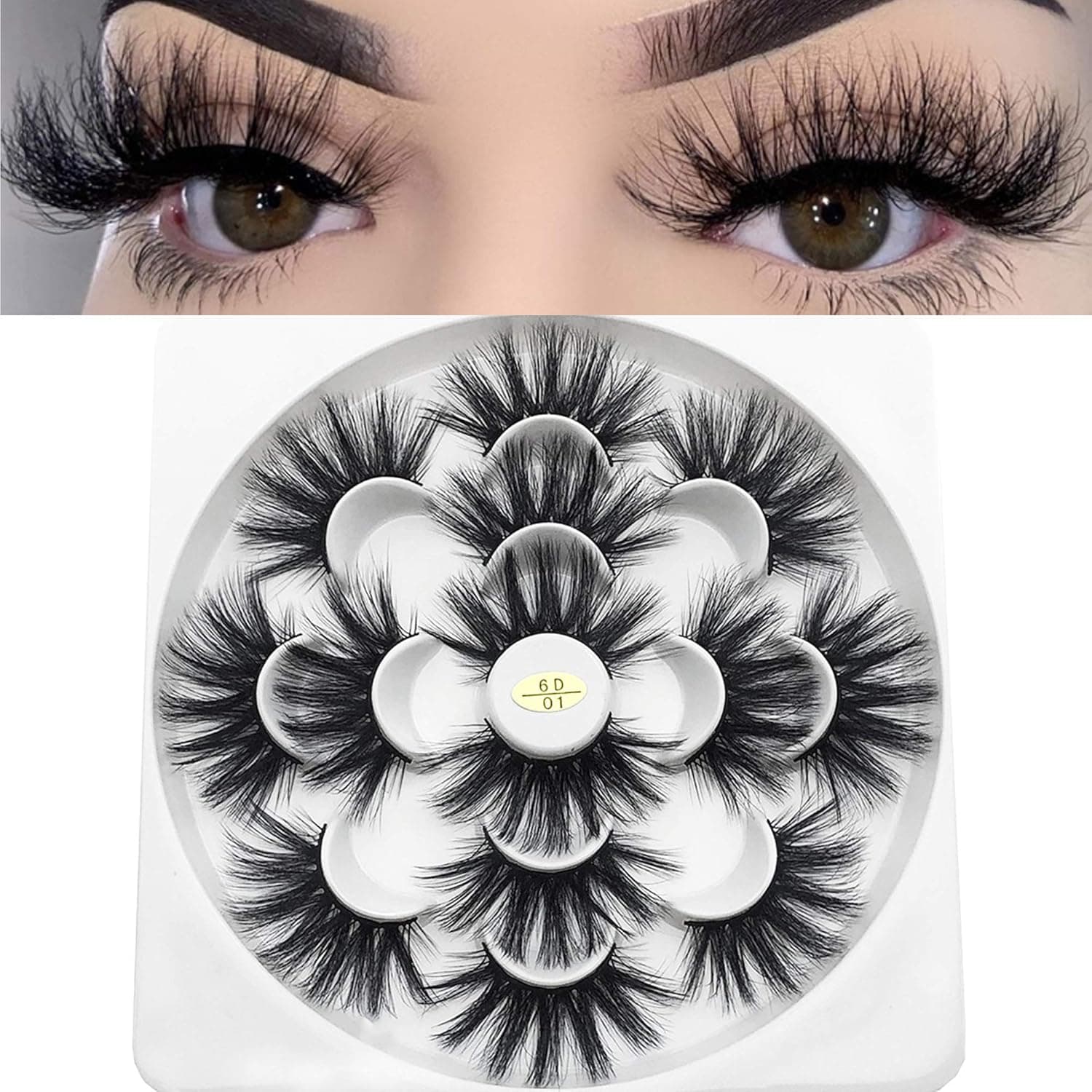 25mm Faux Mink Lashes Wispy Multipack, 6D Faux Mink Eyelashes, Dramatic Lashes, 7 Pairs Long Soft Fluffy Lashes, 25mm lashes Fluffy