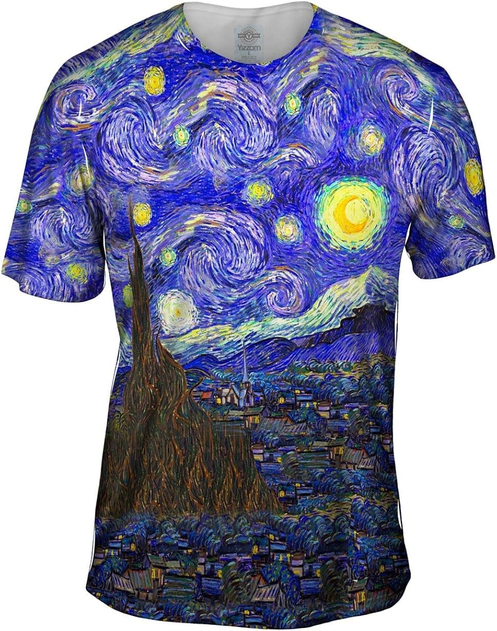 Yizzam- Vincent Van Gogh - The Starry Night -Tshirt- Mens Shirt