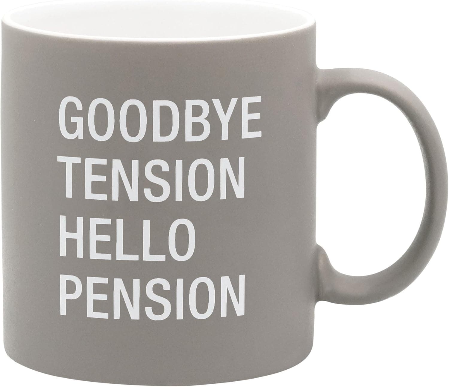 About Face Designs Hilarious Say What Collection - Retirement Stoneware Mug/Cup, 20-Ounce, Hello Pension