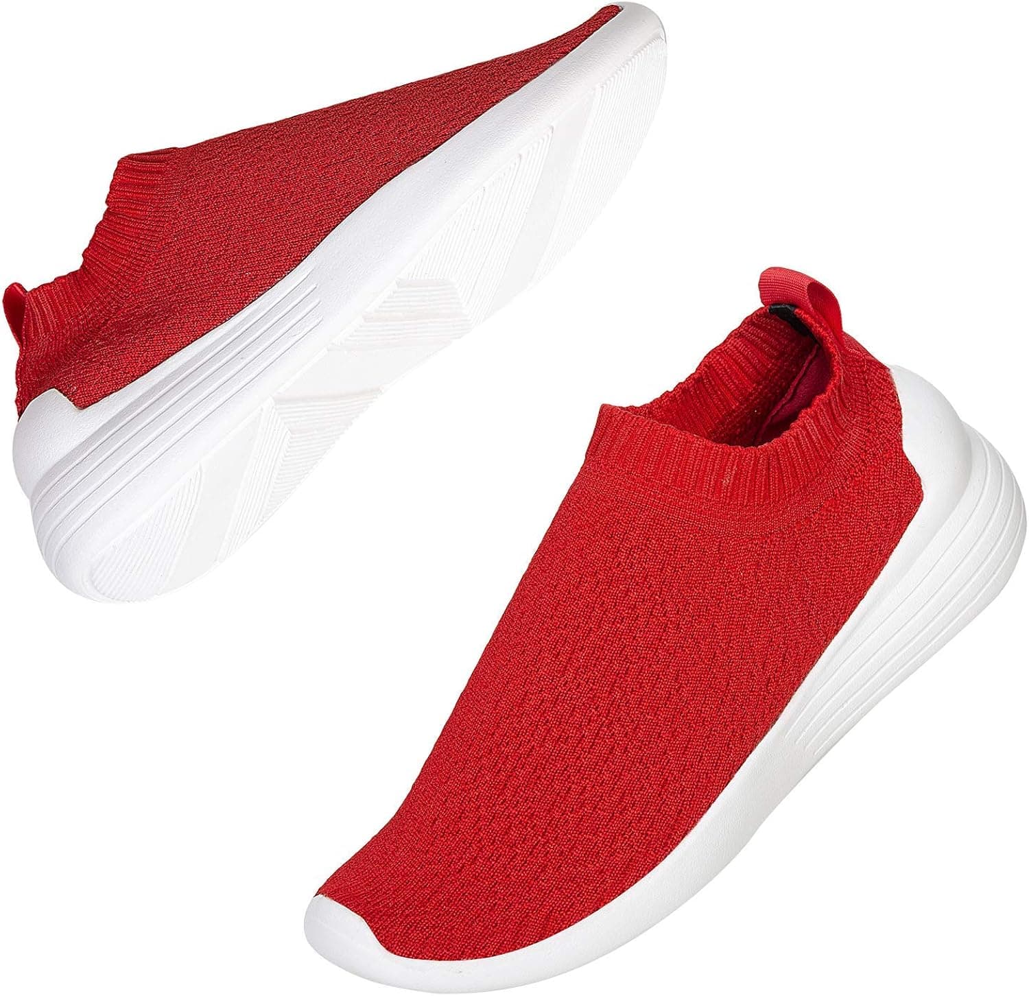 DKRUCAK Womens Walking Shoes Non Slip Sneakers Comfortable Slip on Casual Shoes for Women (8112-red-EU 41/US 10