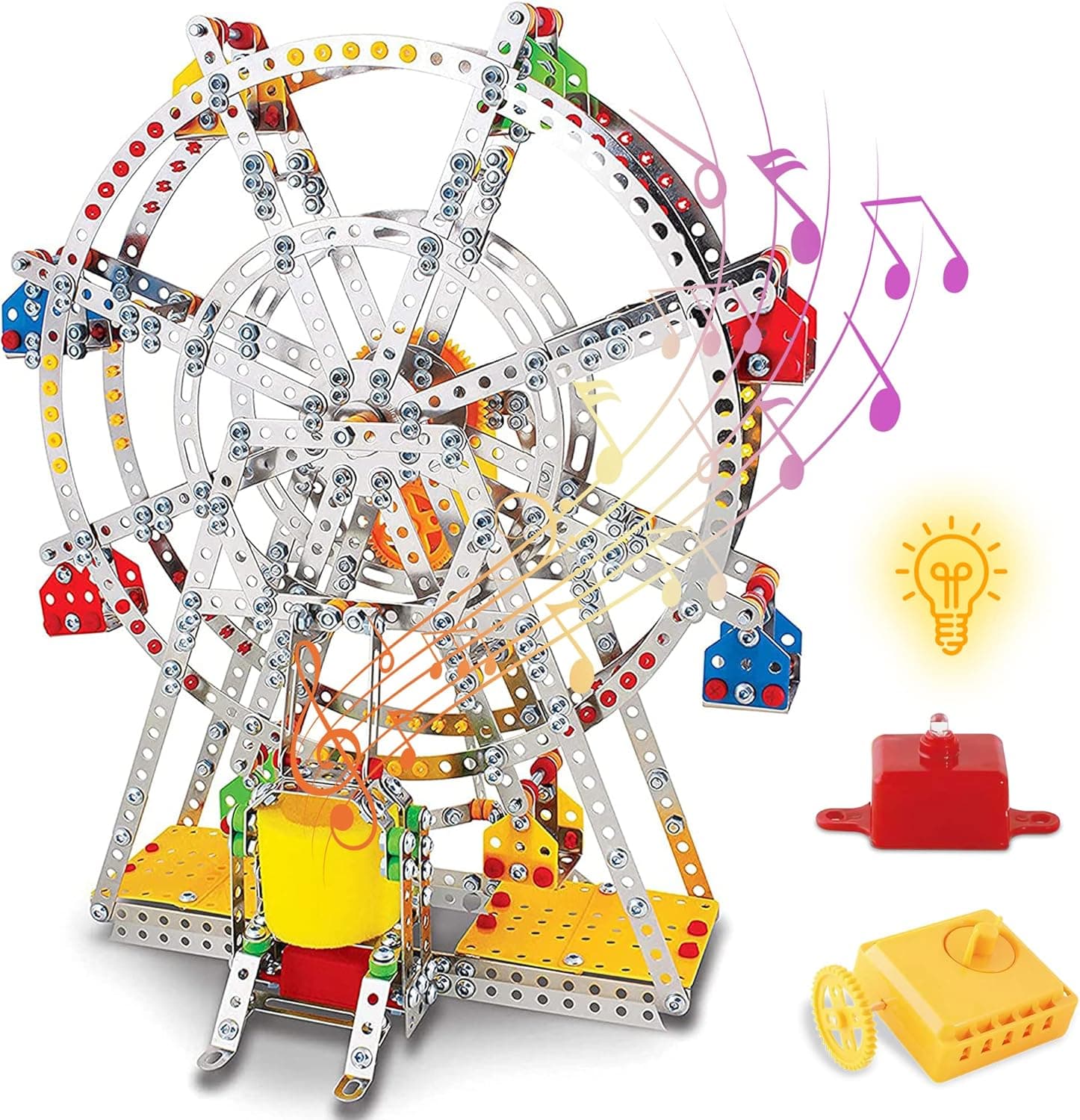 IQ Toys Ferris Wheel 3D Puzzle for Adults and Kids, Metal Ferris Wheel Toy, STEM Projects for Kids, Building Kit with Metal Beams, Screws, Lights and a Music Feature, Brain Teaser 954 pcs