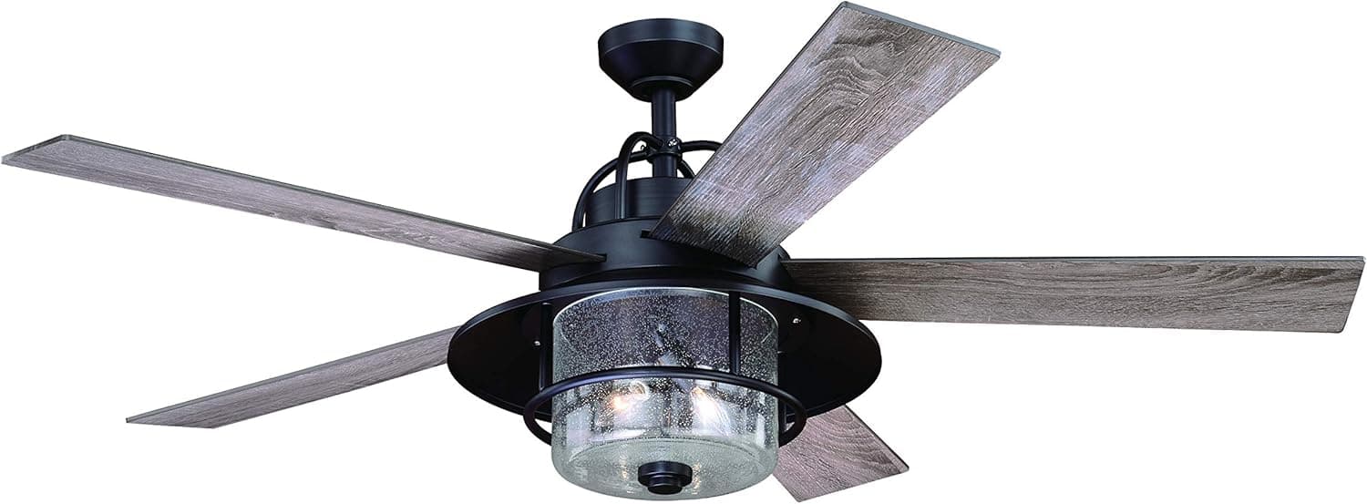 VAXCEL Charleston 56 In. Bronze Farmhouse Indoor-Outdoor Ceiling Fan with LED Light Kit and Remote