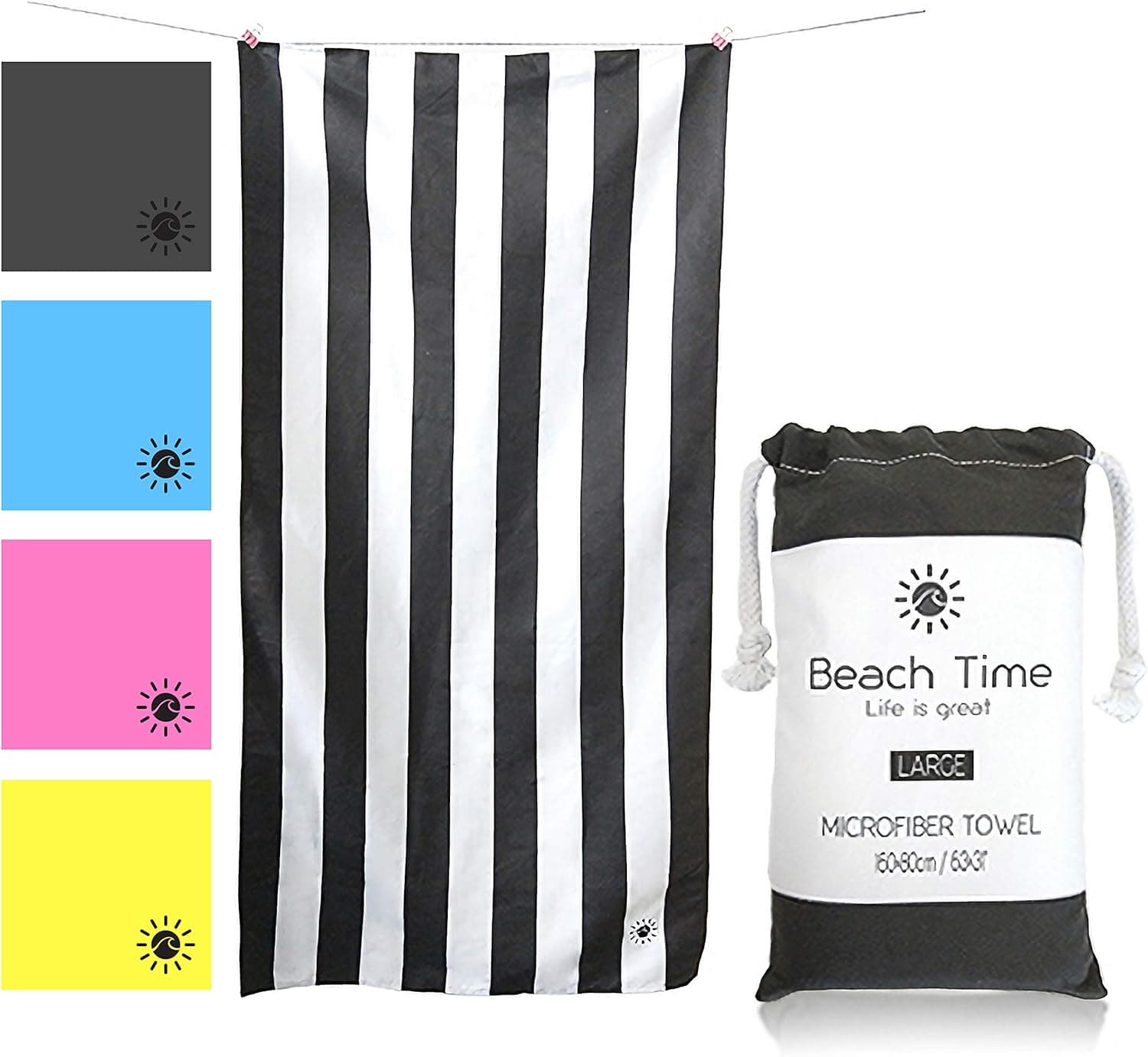 Microfiber Beach Towel - Perfect for Beach Time, Compact for Travel & Quick Dry for Outdoors, Large Size Towel 63x31