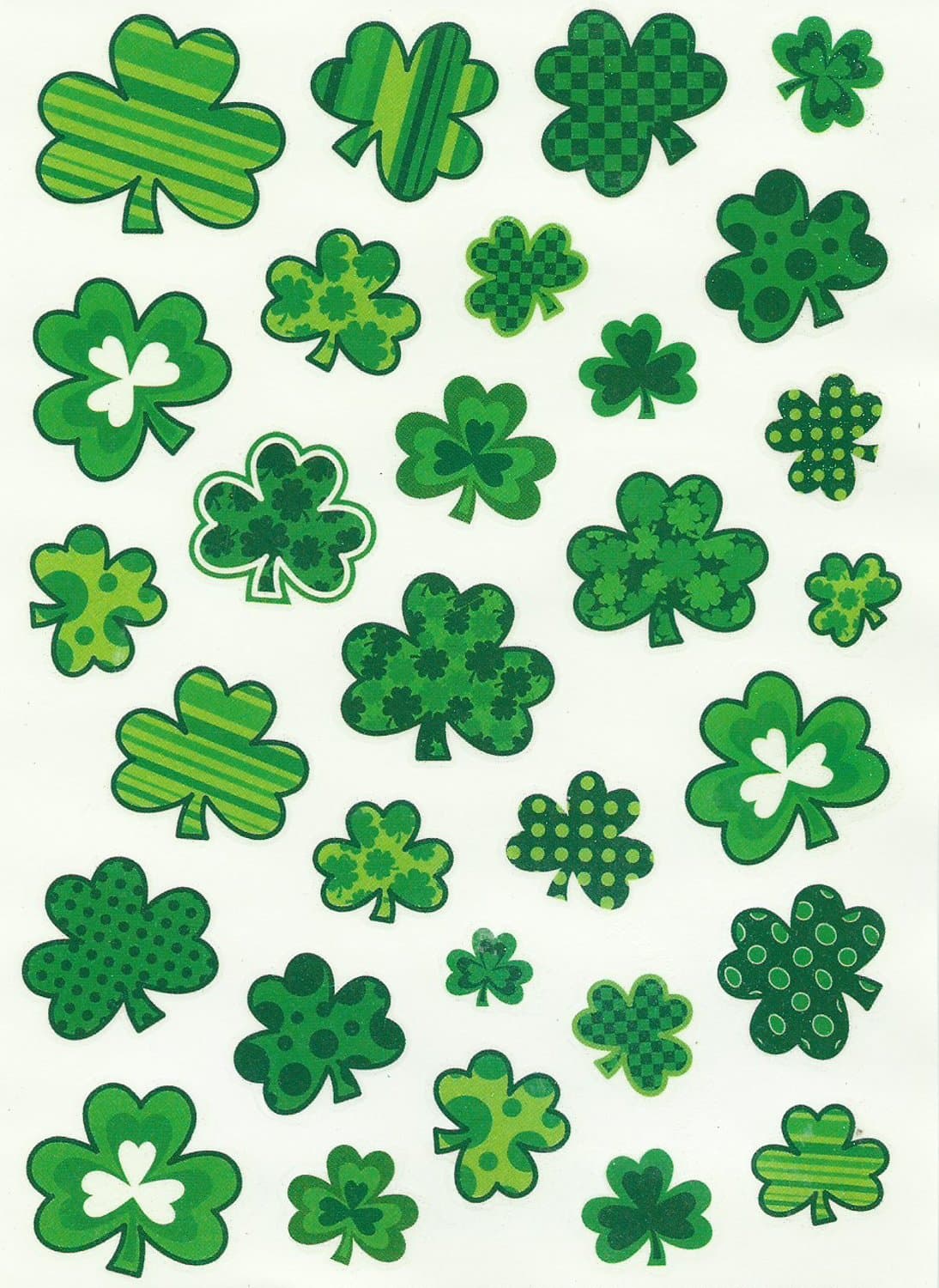 Saint Patrick's Shamrock Glitter Tattoos - 1 Sheet 30 Count