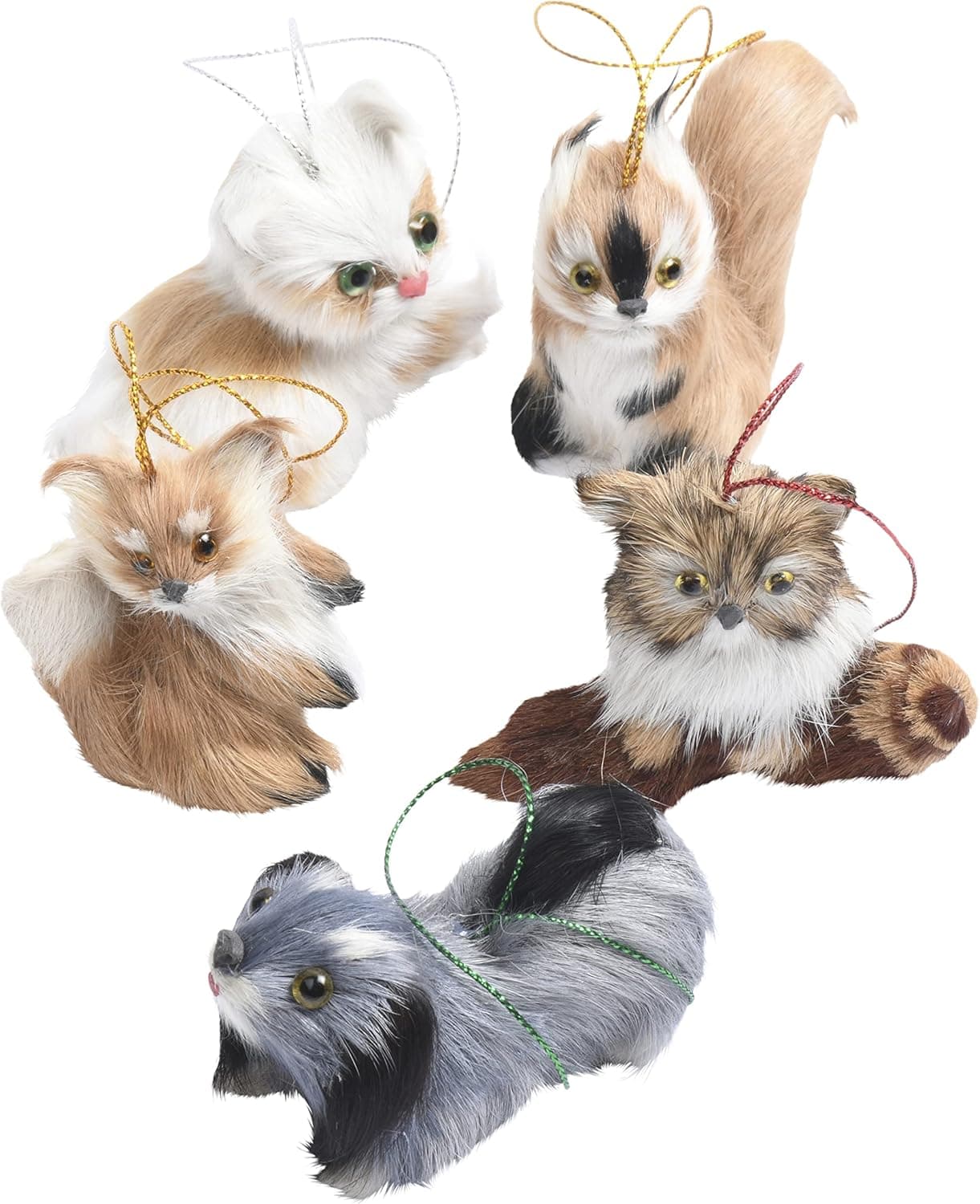Furry Animal Ornament 5 Pieces Hanging Decoration Craft Project Party Favors Christmas Decoration