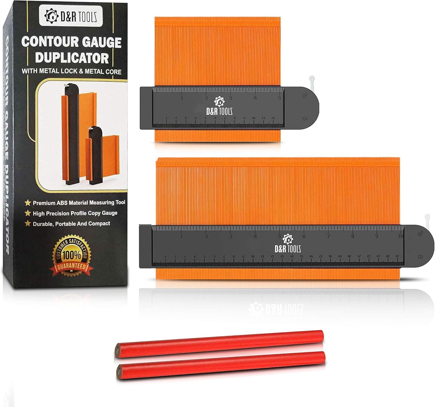 Contour Gauge with Lock D&R Tools Widen Shape Duplication Gauge Tool 5”& 10”, Template Tool with Adjustable Lock Precisely Copies Irregular Shapes Tools for Flooring Contour Gauge Duplicator