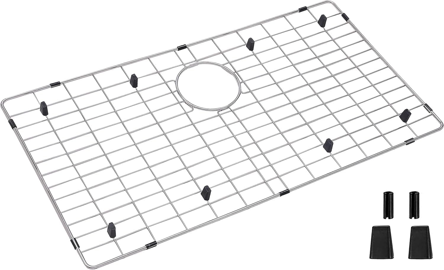 VALISY 30 x 16 Inch Single Bowl Sink Protectors For Kitchen Sink, Kitchen Sink Bottom Grid with Rear Drain, SUS304 Stainless Steel Metal Sink Protector Accessories VLS3016-BQWG bottom grid