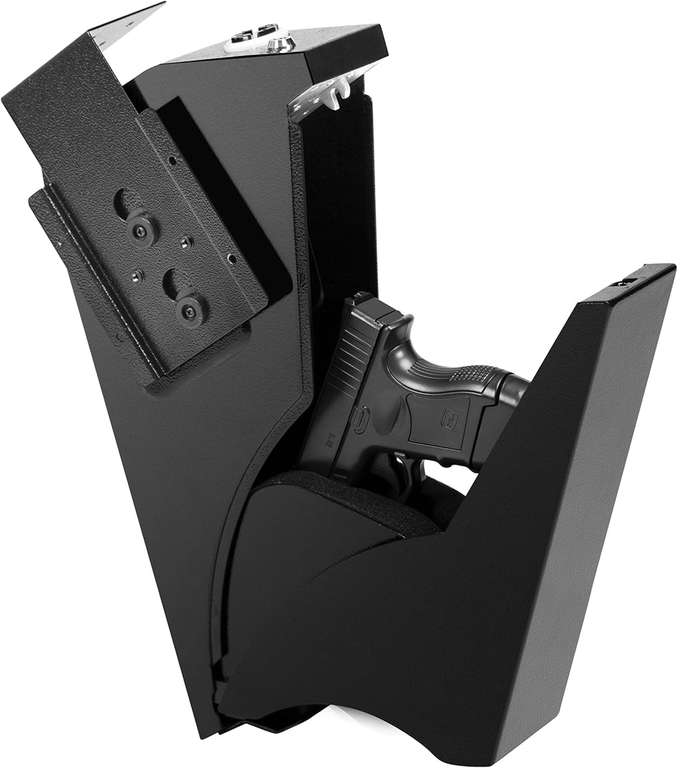 GOJOOASIS Gun Safe Quick Access Under Desk Pistol Security Handgun Storage Box with Keypad and 2 Backup Keys