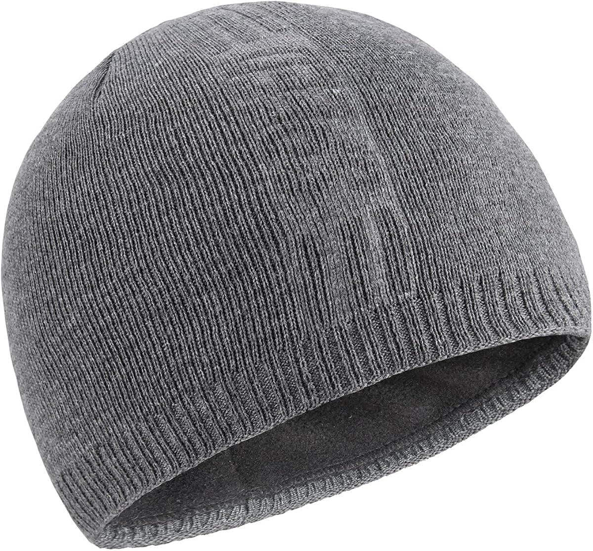 Bodvera Mens Winter Beanie Knit Hats Slouchy Wool Warm Plain Skull Cuff Toboggan Knitting Watch Cap,Grey