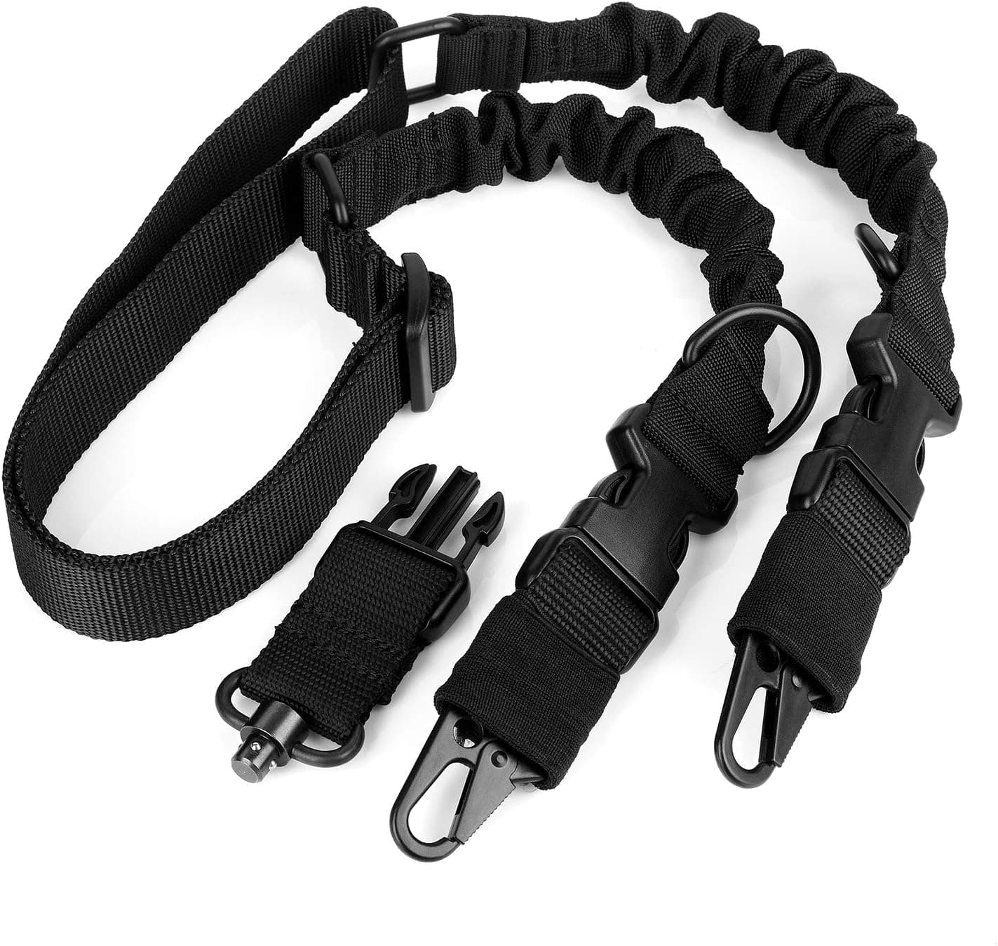 AntreeMAG Two Points Sling with Length Adjuster Traditional Sling with Metal Hook for Outdoors - Black