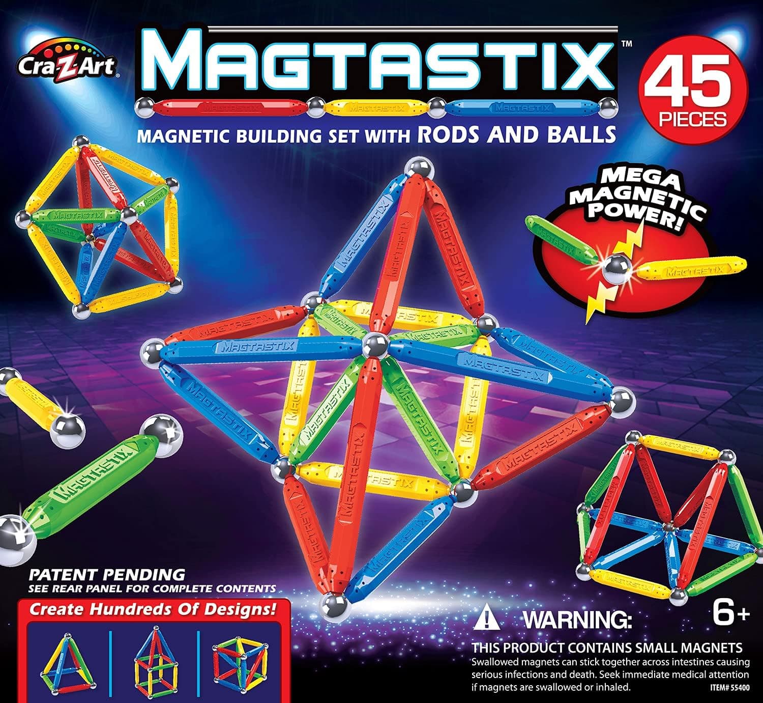 Cra-Z-Art Magtastix Balls & Rods Building Kit for 72 months to 1188 months, (45 Piece) (Package may vary)