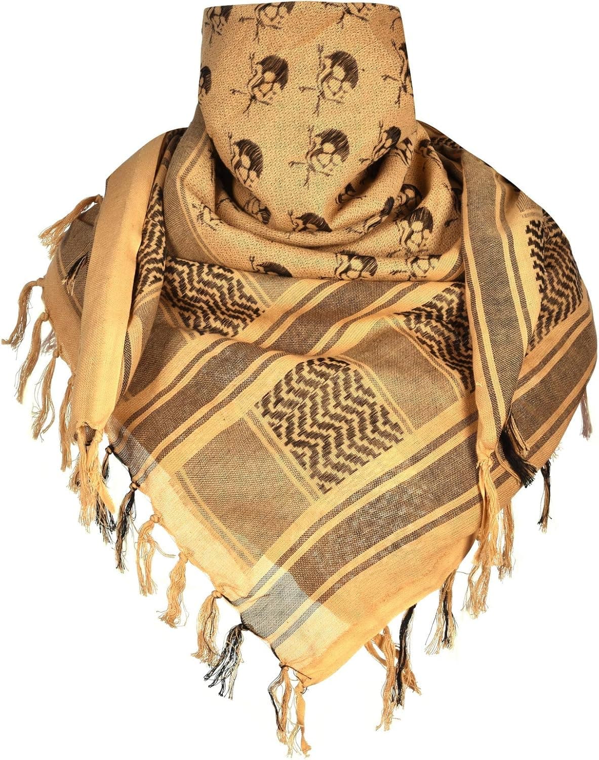 ChinFun 100% Cotton Keffiyeh Tactical Desert Scarf Military Arab Scarf Wrap Shemagh